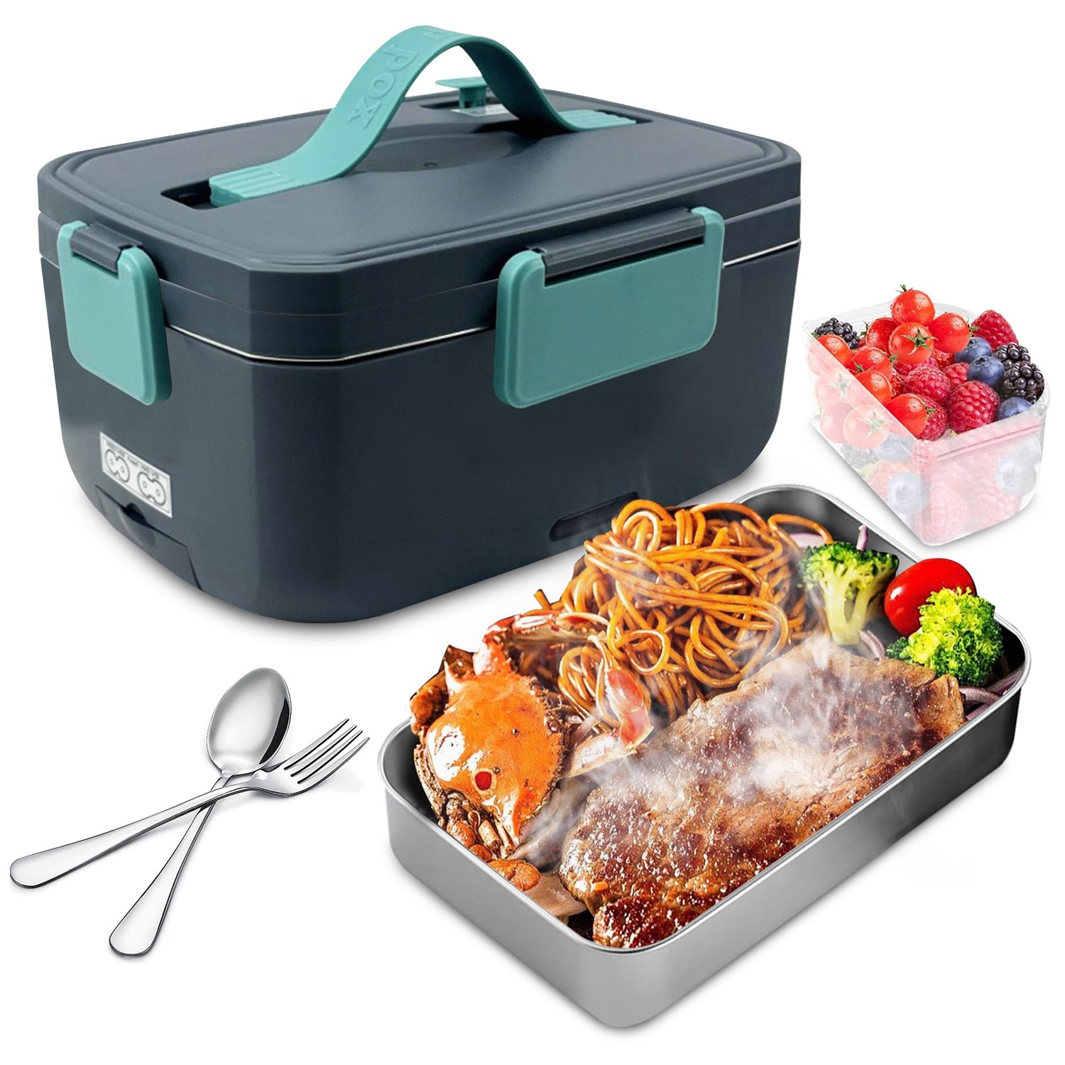 Adult Electric Lunch Box, 3.0L Fast Heating Double Layer Lunch Box, Portable Food Heater for Car, Truck, Office, Home, and Travel