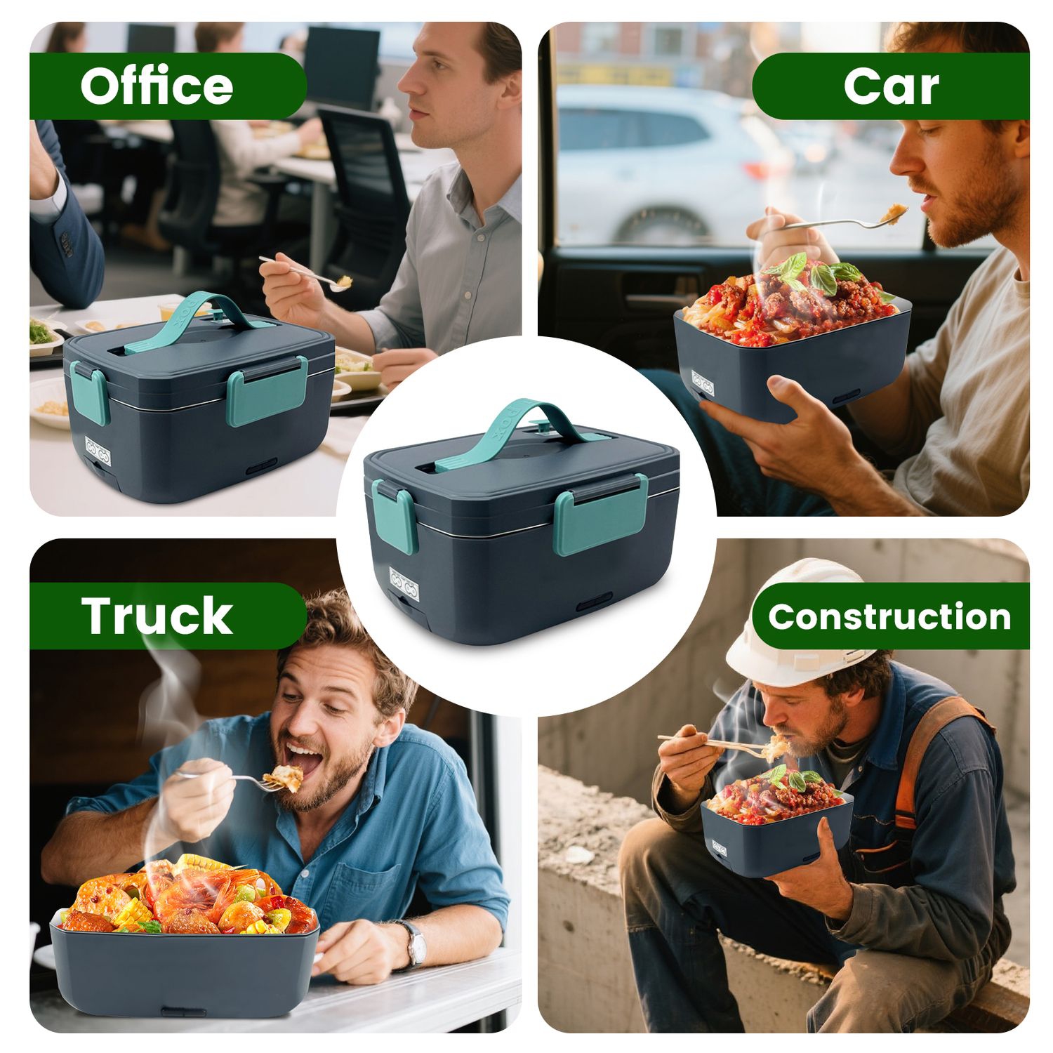 Adult Electric Lunch Box, 3.0L Fast Heating Double Layer Lunch Box, Portable Food Heater for Car, Truck, Office, Home, and Travel