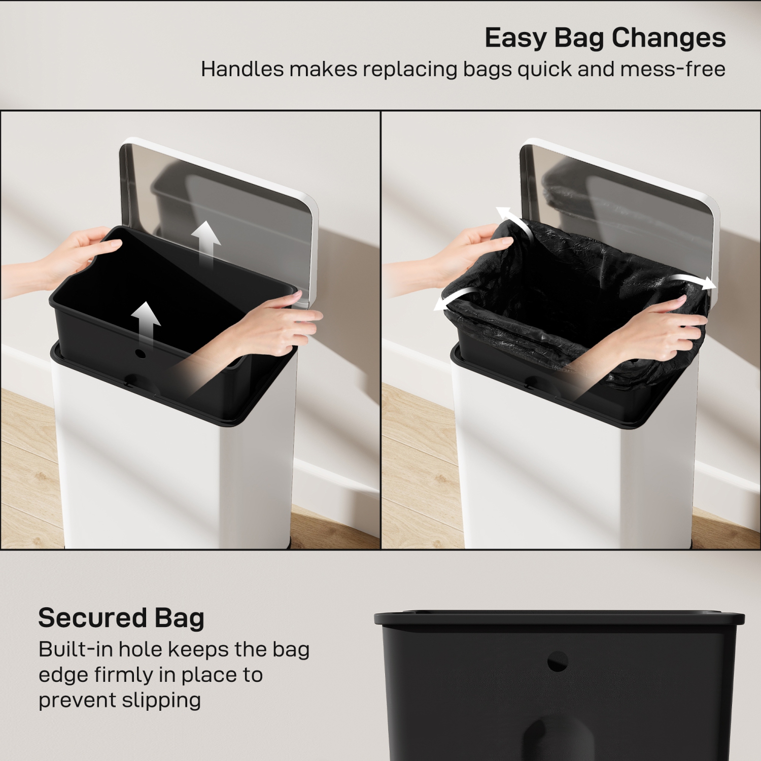 HOMCOM – Poubelle de cuisine, poubelle de 5 gallons avec pédale, poubelle à fermeture douce avec seaux intérieurs amovibles, résistant aux traces de