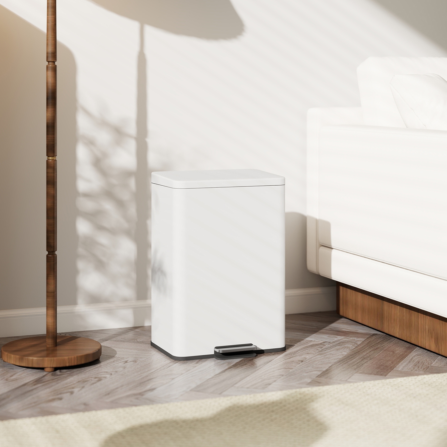 HOMCOM – Poubelle de cuisine, poubelle de 5 gallons avec pédale, poubelle à fermeture douce avec seaux intérieurs amovibles, résistant aux traces de