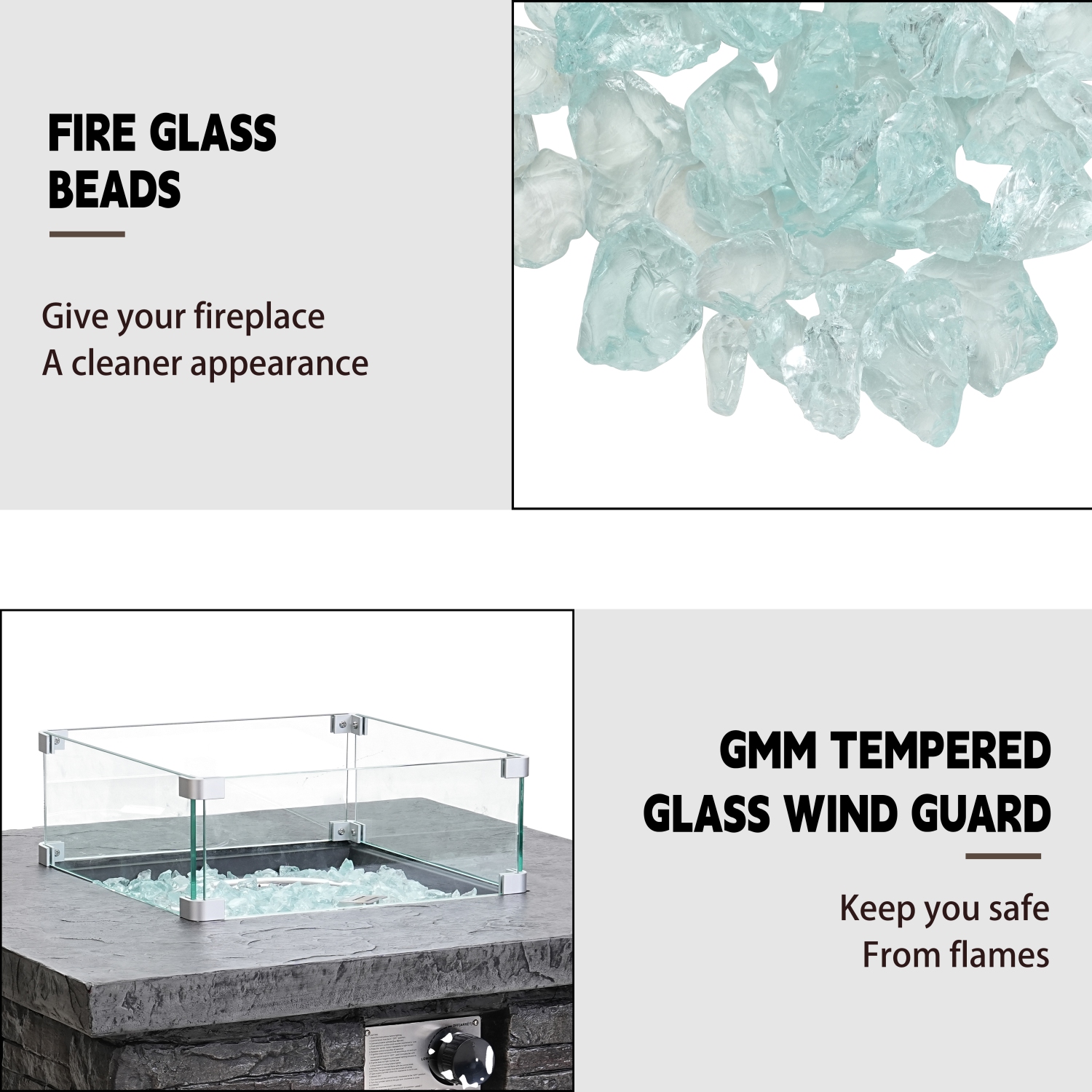 Tables Patioflame carrées de 32&nbsp;po de ZACHVO – Brûleur 50000&nbsp;BTU – Blanc