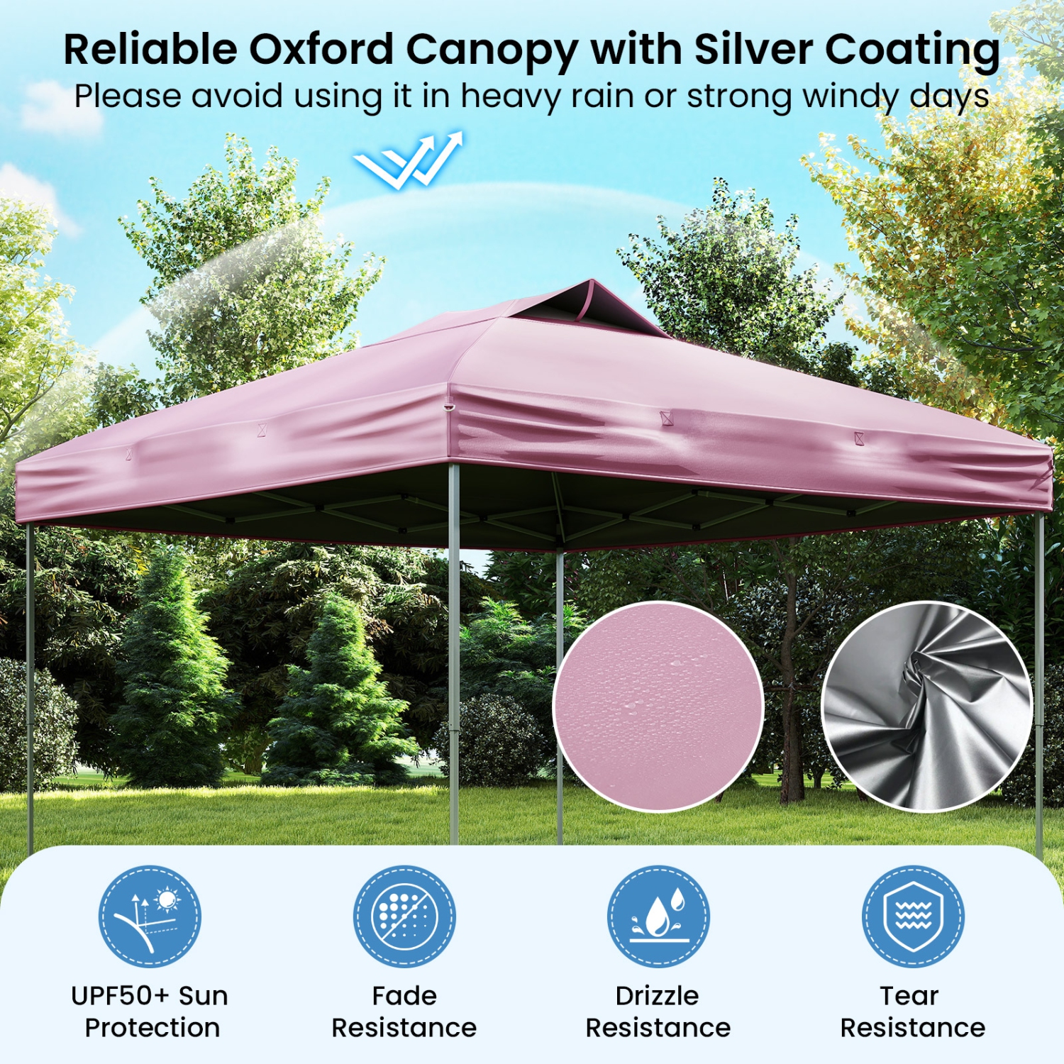 Costway 10 X 10 FT 1-Person Setup Pop up Canopy Tent with 1-Push Center Lock Wind Ropes Blue/Pink/Gray/Navy/White