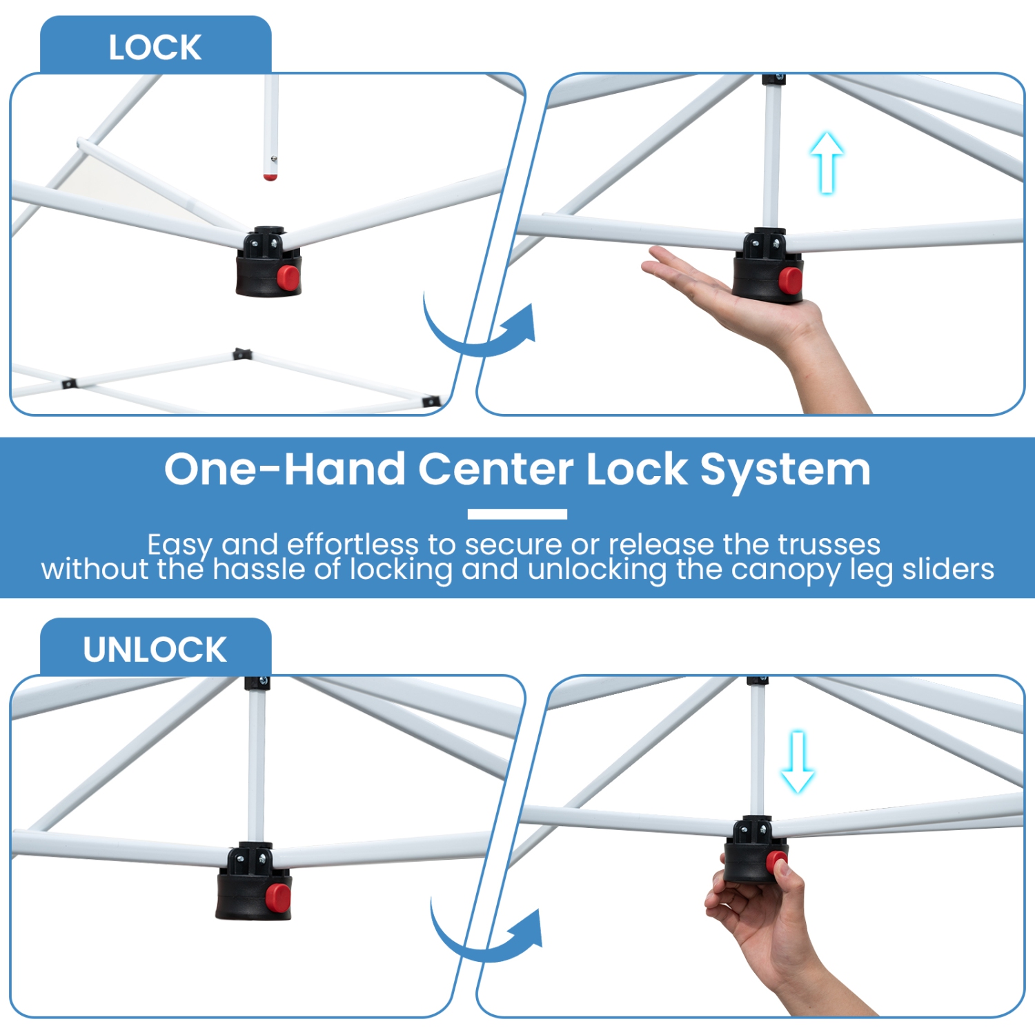 Costway 10 X 10 FT 1-Person Setup Pop up Canopy Tent with 1-Push Center Lock Wind Ropes Blue/Pink/Gray/Navy/White