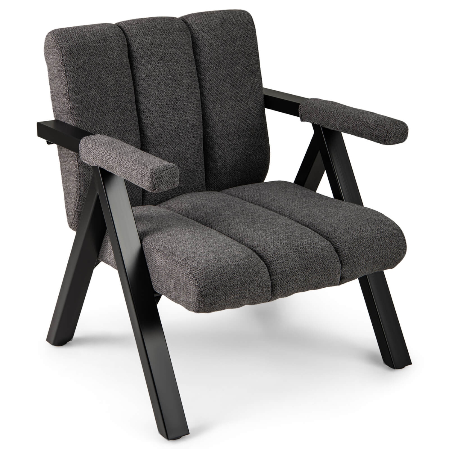 Fauteuil d'appoint surdimensionné PCS de Costway 1/2 avec cadre en métal et accoudoirs Fauteuil moderne mi-siècle gris/blanc