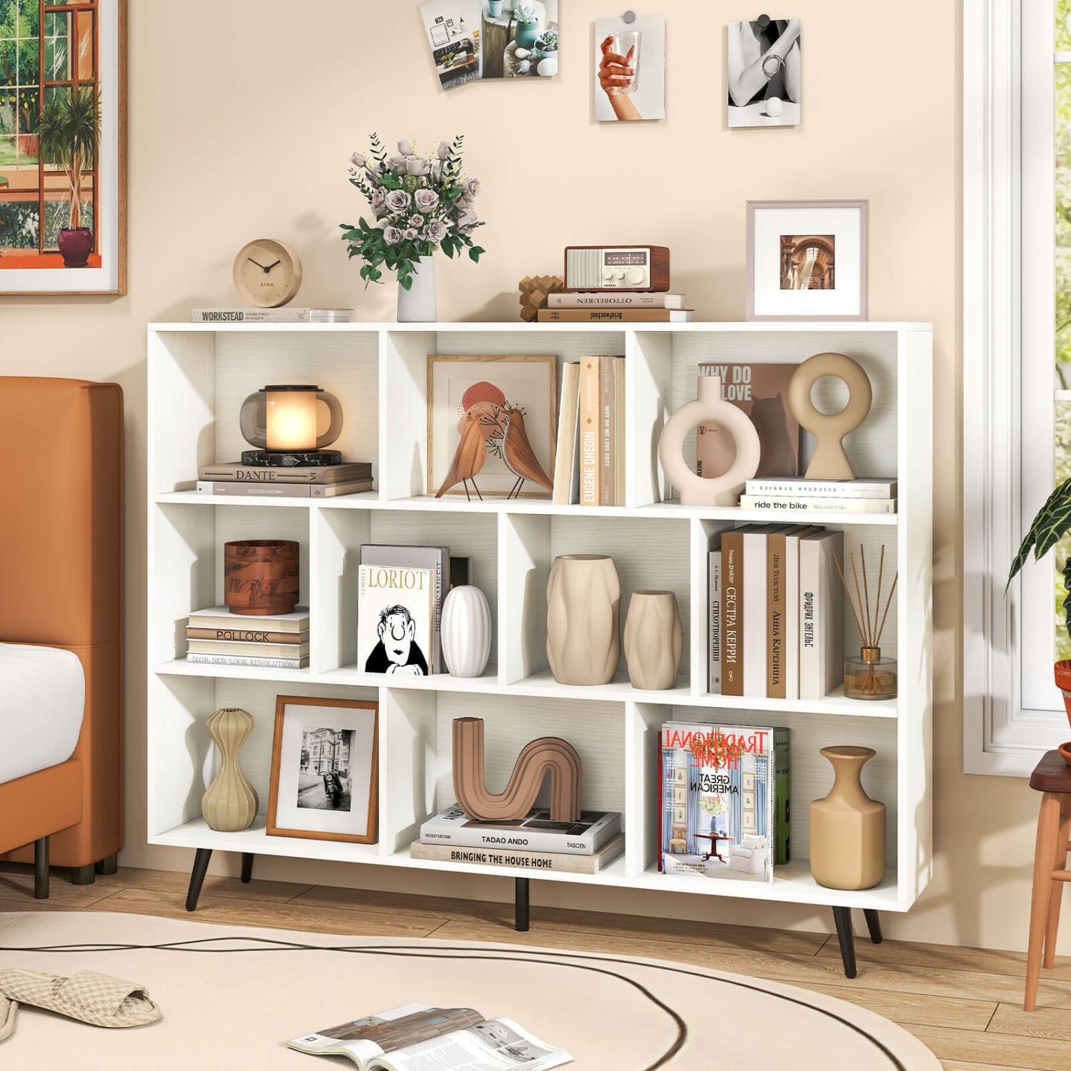 Bibliothèque Cube de 31,5/39,5/47/55&nbsp;po 7/8/10/10 de Costway avec pattes en métal 4/5 2 appareils antibasculement