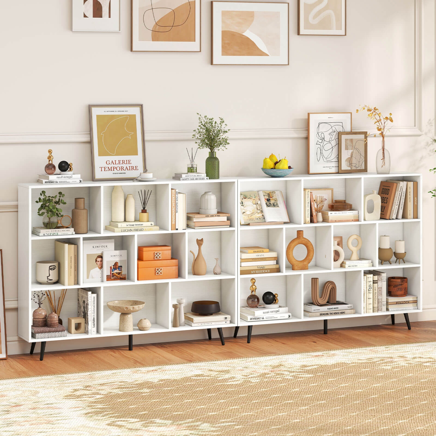 Bibliothèque Cube de 31,5/39,5/47/55&nbsp;po 7/8/10/10 de Costway avec pattes en métal 4/5 2 appareils antibasculement