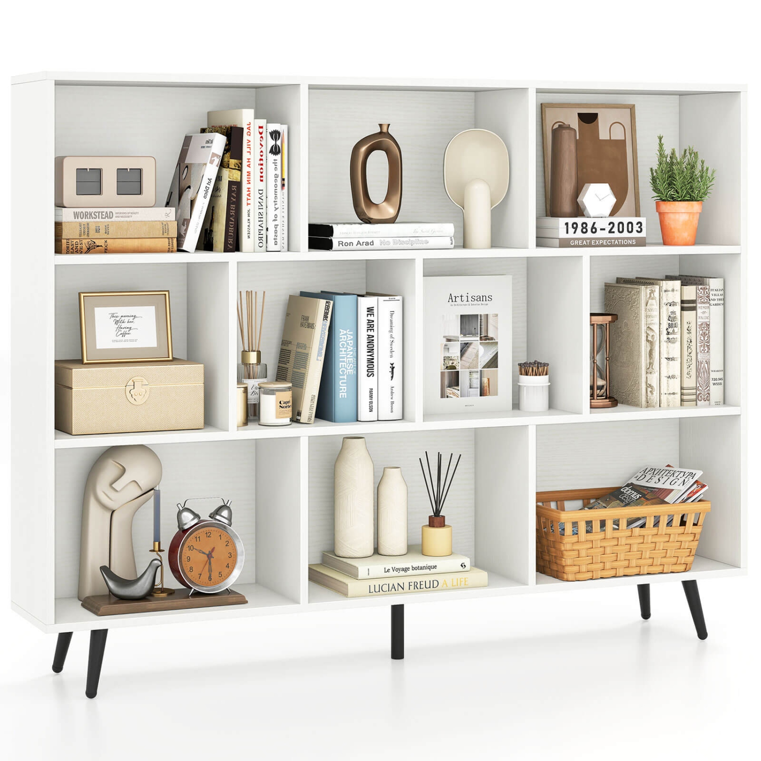 Bibliothèque Cube de 31,5/39,5/47/55&nbsp;po 7/8/10/10 de Costway avec pattes en métal 4/5 2 appareils antibasculement