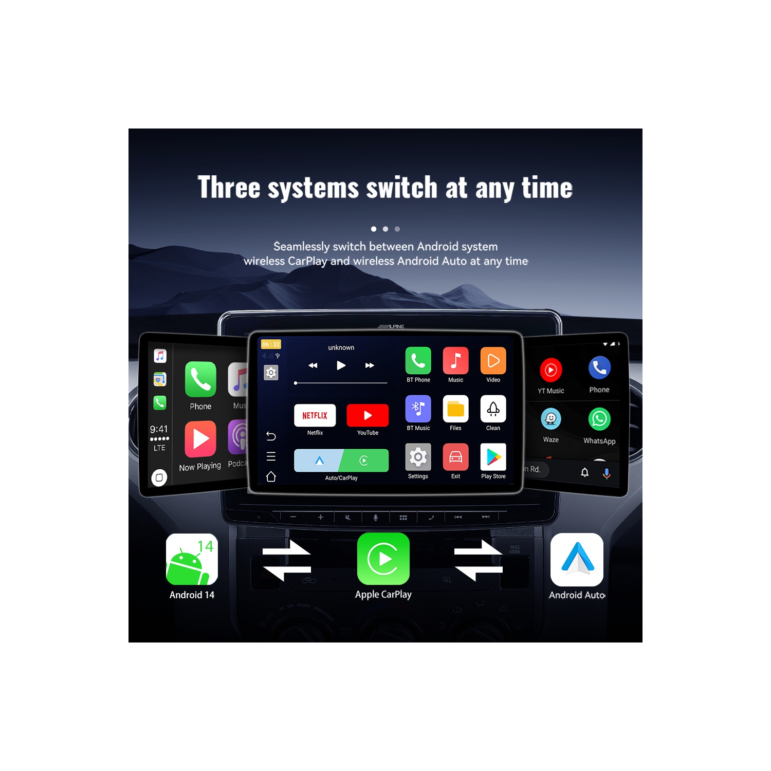Wireless CarPlay Android smart car box, navigation multi-function car box, wired to wireless, car-machine interconnection, support original car