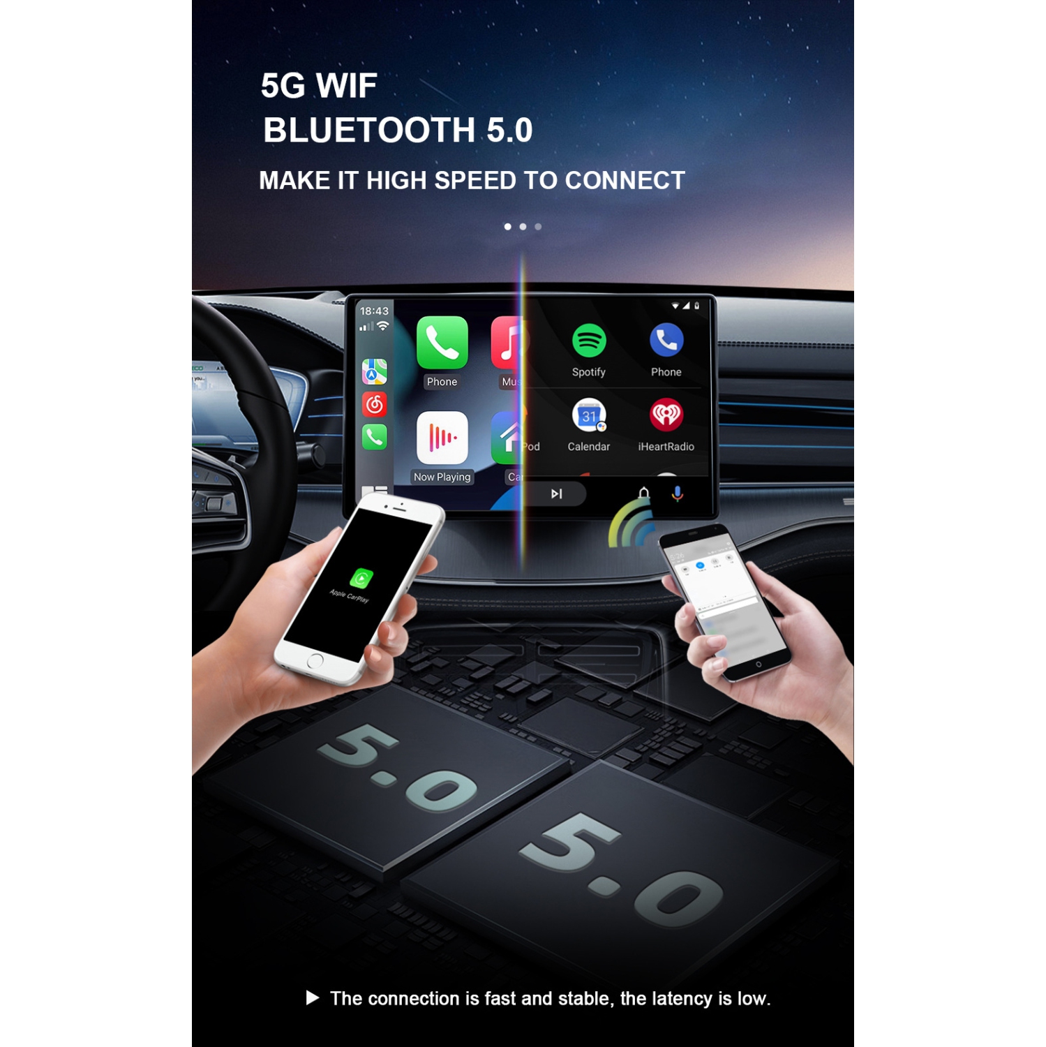 Wireless CarPlay Android smart car box, navigation multi-function car box, wired to wireless, car-machine interconnection, support original car