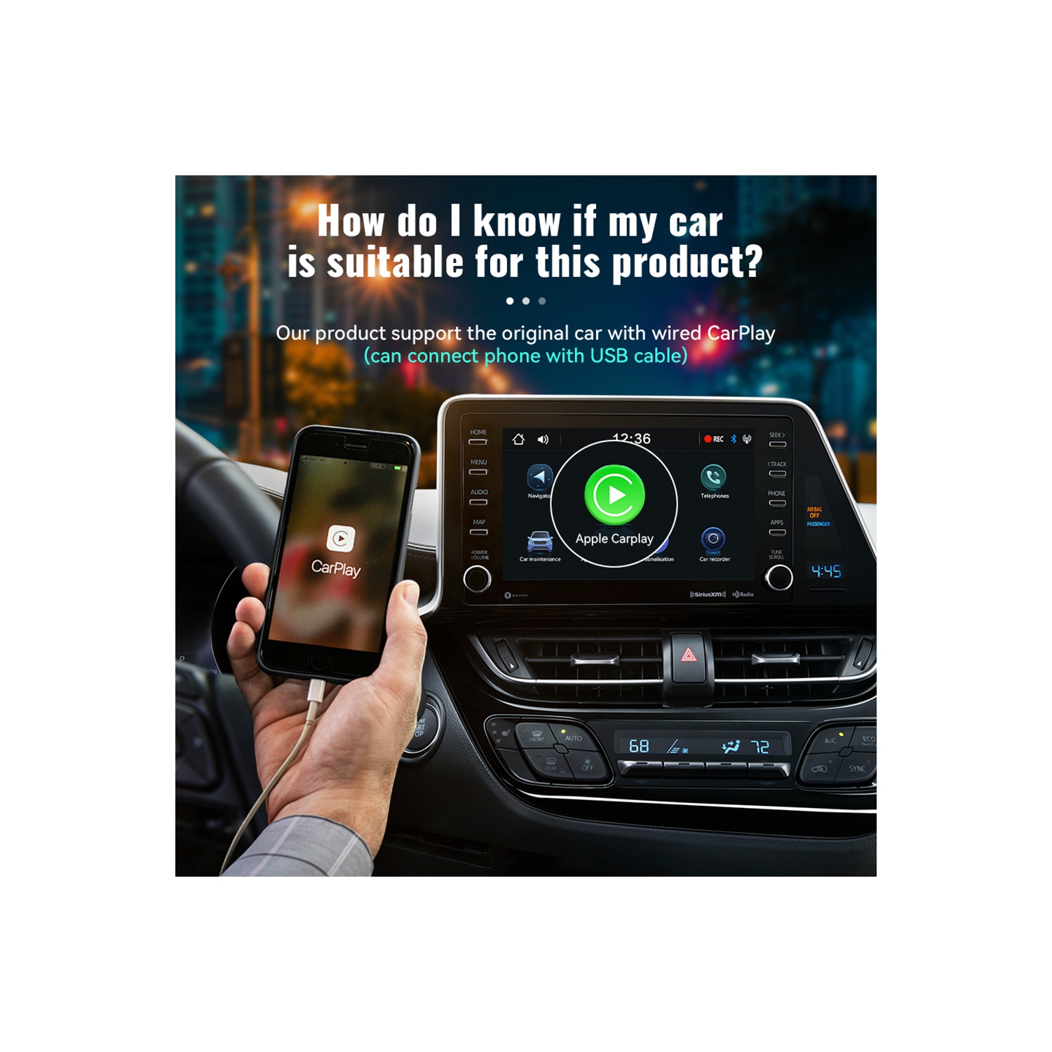 Wireless CarPlay Android smart car box, navigation multi-function car box, wired to wireless, car-machine interconnection, support original car