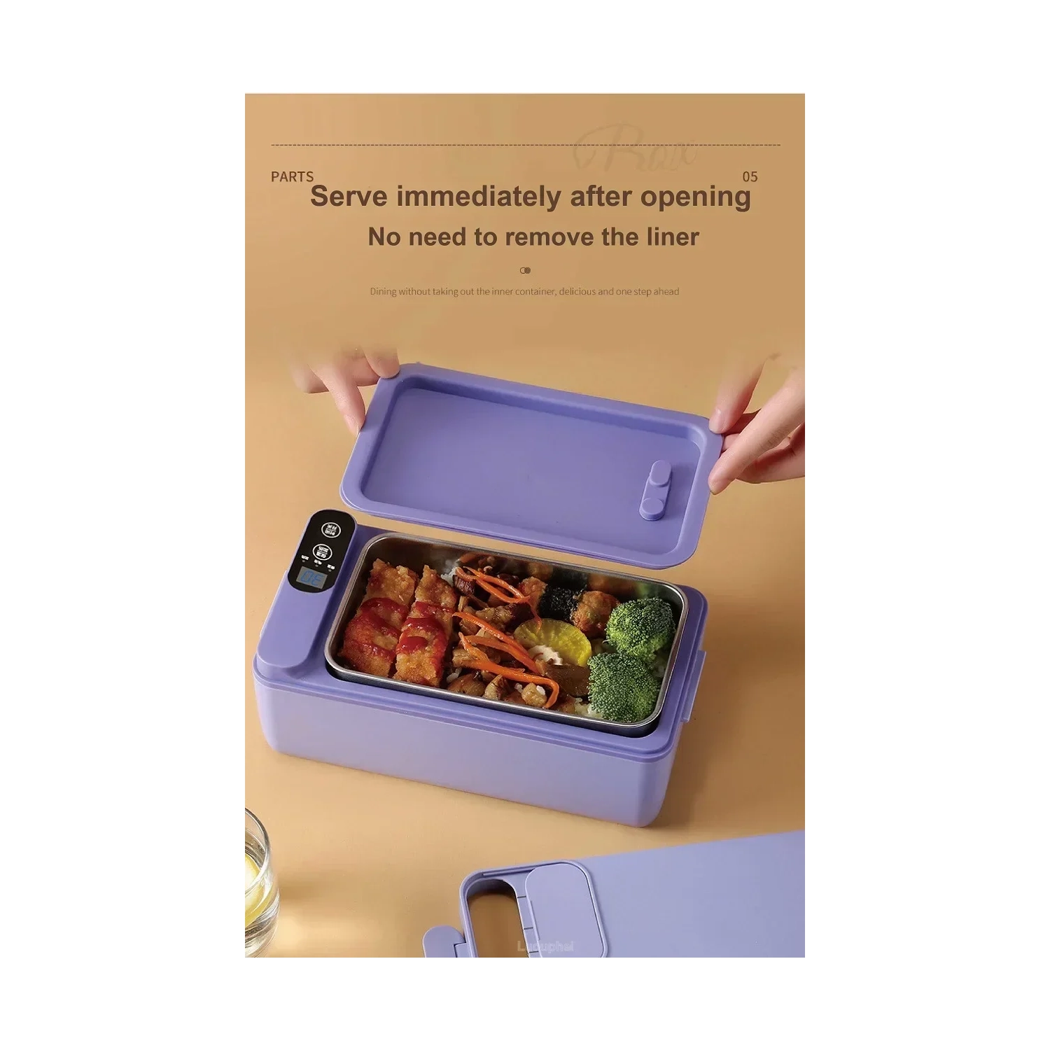 Rechargeable Student Large Capacity Electric Insulated Lunch Box with 304 Liner, Perfect for Office Workers to Heat Food and Meals - Self-Heating
