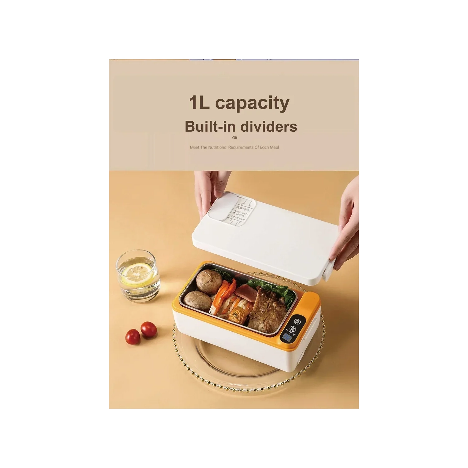 Rechargeable Student Large Capacity Electric Insulated Lunch Box with 304 Liner, Perfect for Office Workers to Heat Food and Meals - Self-Heating