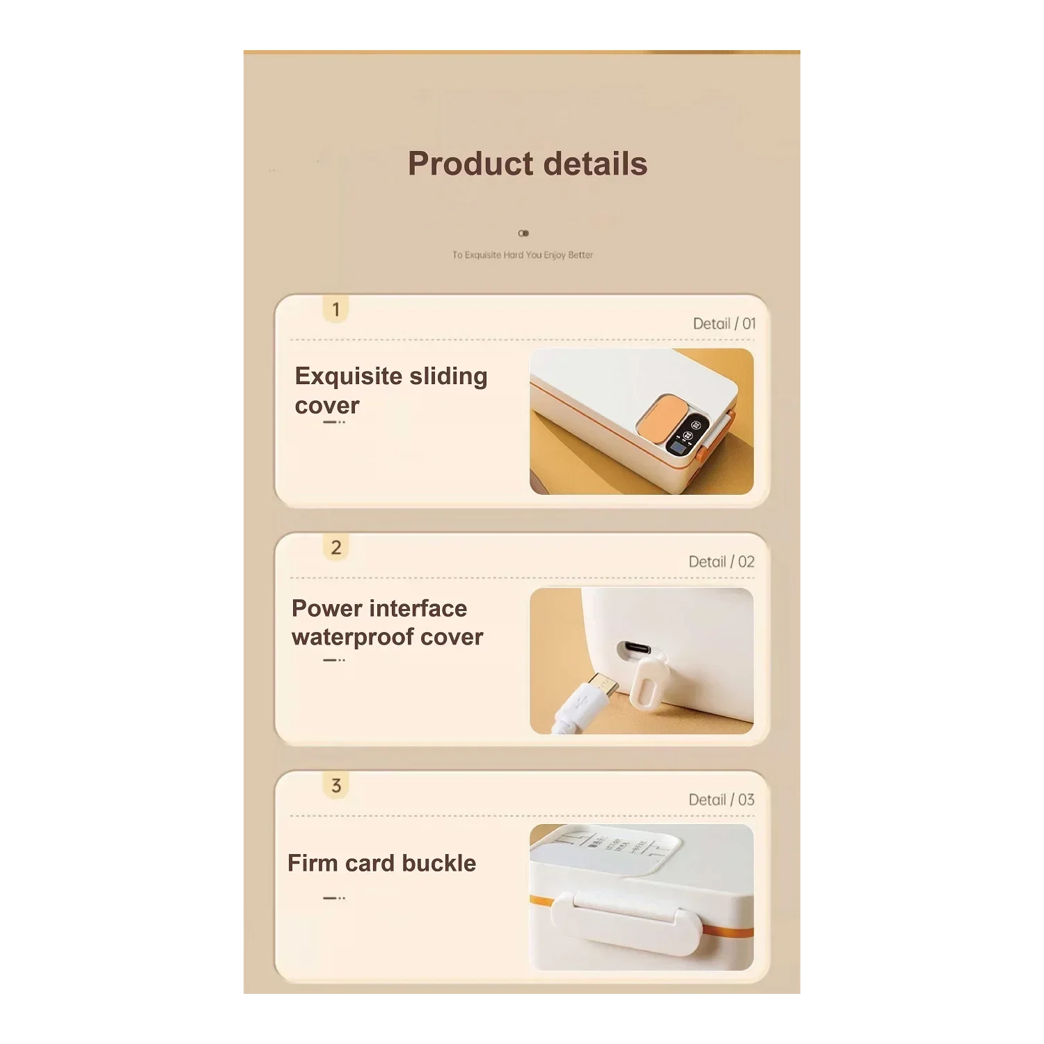 Rechargeable Student Large Capacity Electric Insulated Lunch Box with 304 Liner, Perfect for Office Workers to Heat Food and Meals - Self-Heating