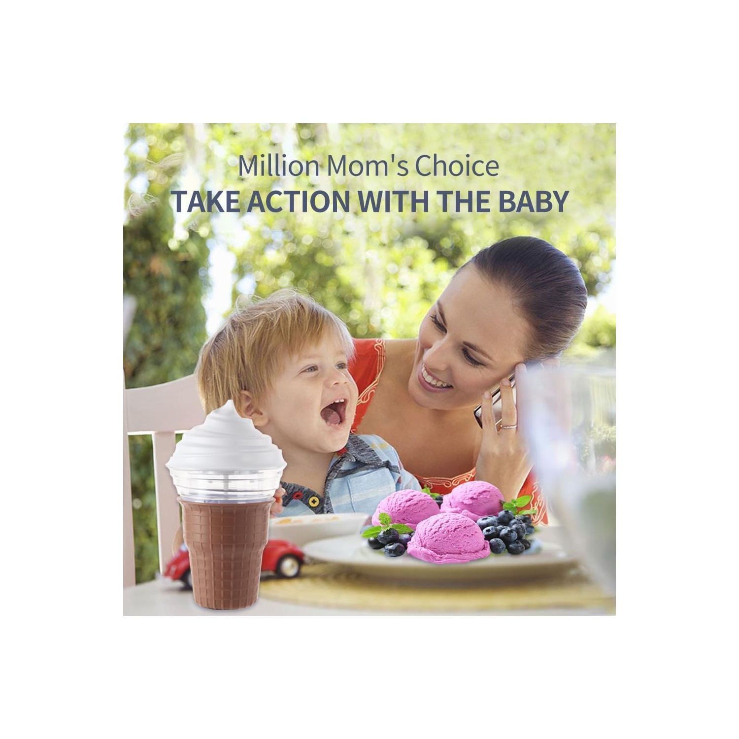 Home Electric Ice Cream Maker Mini DIY Children's Yogurt Maker Homemade Ice Cream Maker DIY Smoothie Maker Suitable for Children, Friends and Family