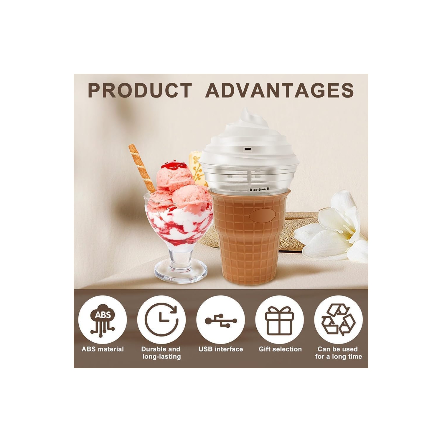 Home Electric Ice Cream Maker Mini DIY Children's Yogurt Maker Homemade Ice Cream Maker DIY Smoothie Maker Suitable for Children, Friends and Family