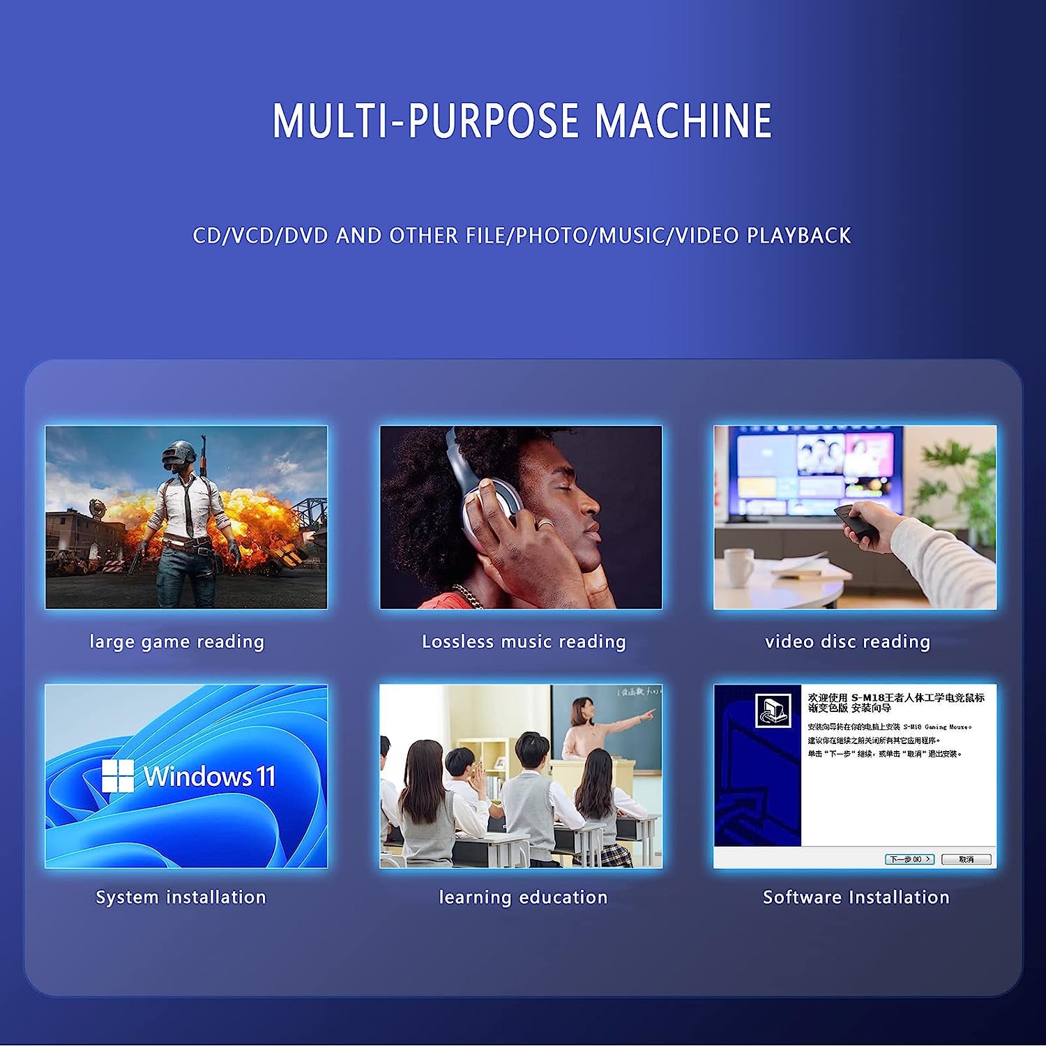 Graveur Blu-ray DVD, lecteur Blu-ray externe pour ordinateur portatif, graveur Blu-ray mobile universel - Blanc brossé double