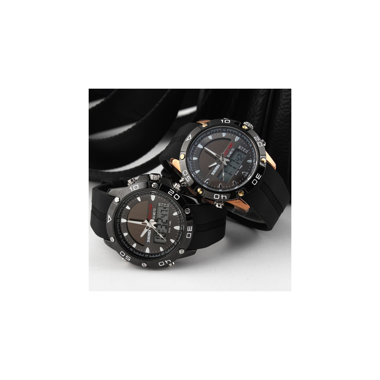 Montre sport numérique multifonctionnelle pour l'extérieur : Lumineux/Chronomètre/Heure double/Date/Alarme avec bracelet en silicone en alliage