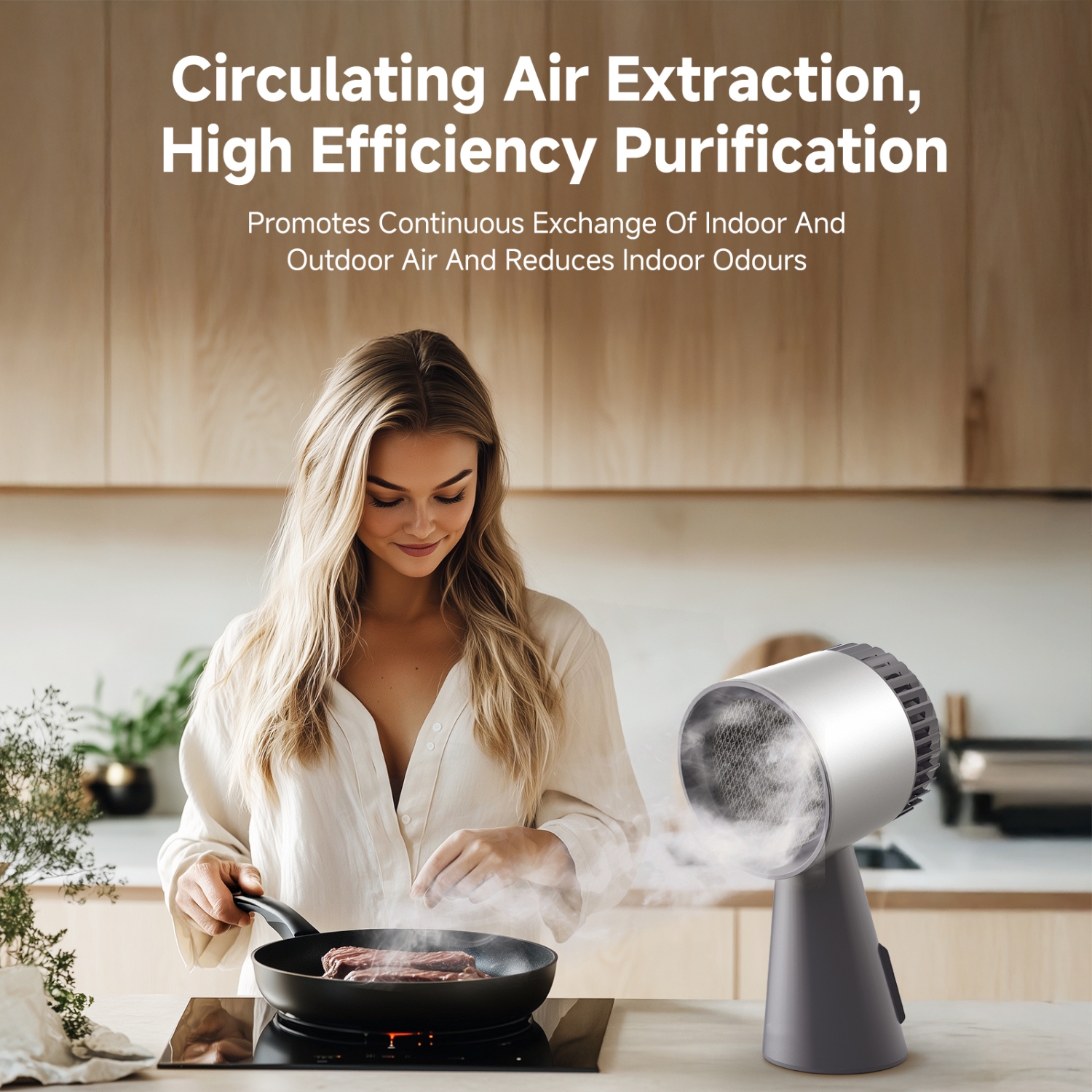 Hotte de cuisine portative, ventilateur de bureau à 3 vitesses, faible bruit, grande cuve d'huile, 10 filtres au charbon polymère