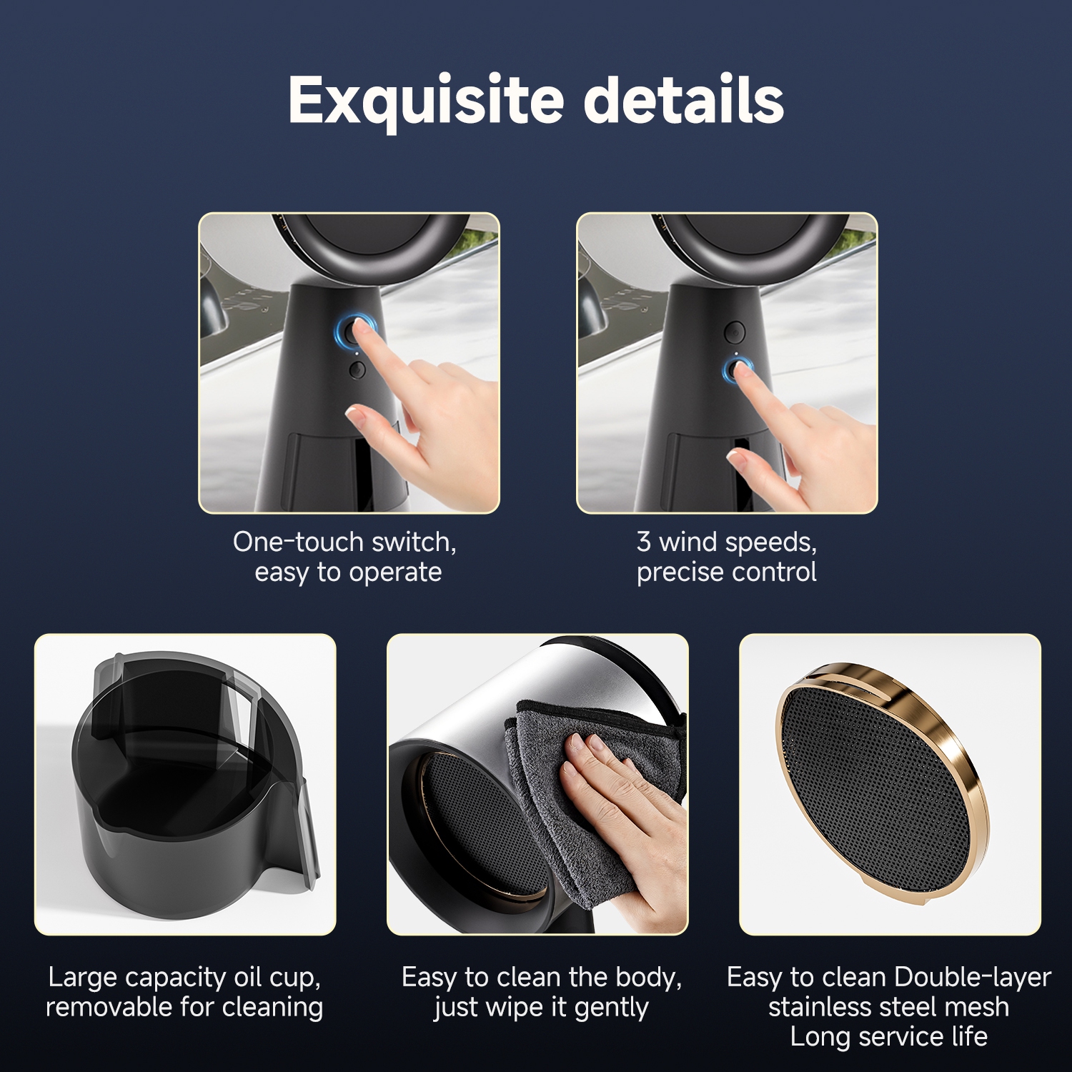 Portable Range Hood, 3 Speed, Detachable Aluminum Filter, Low Noise, Large Oil Cup, for Indoor BBQ Hot Pot Kitchen