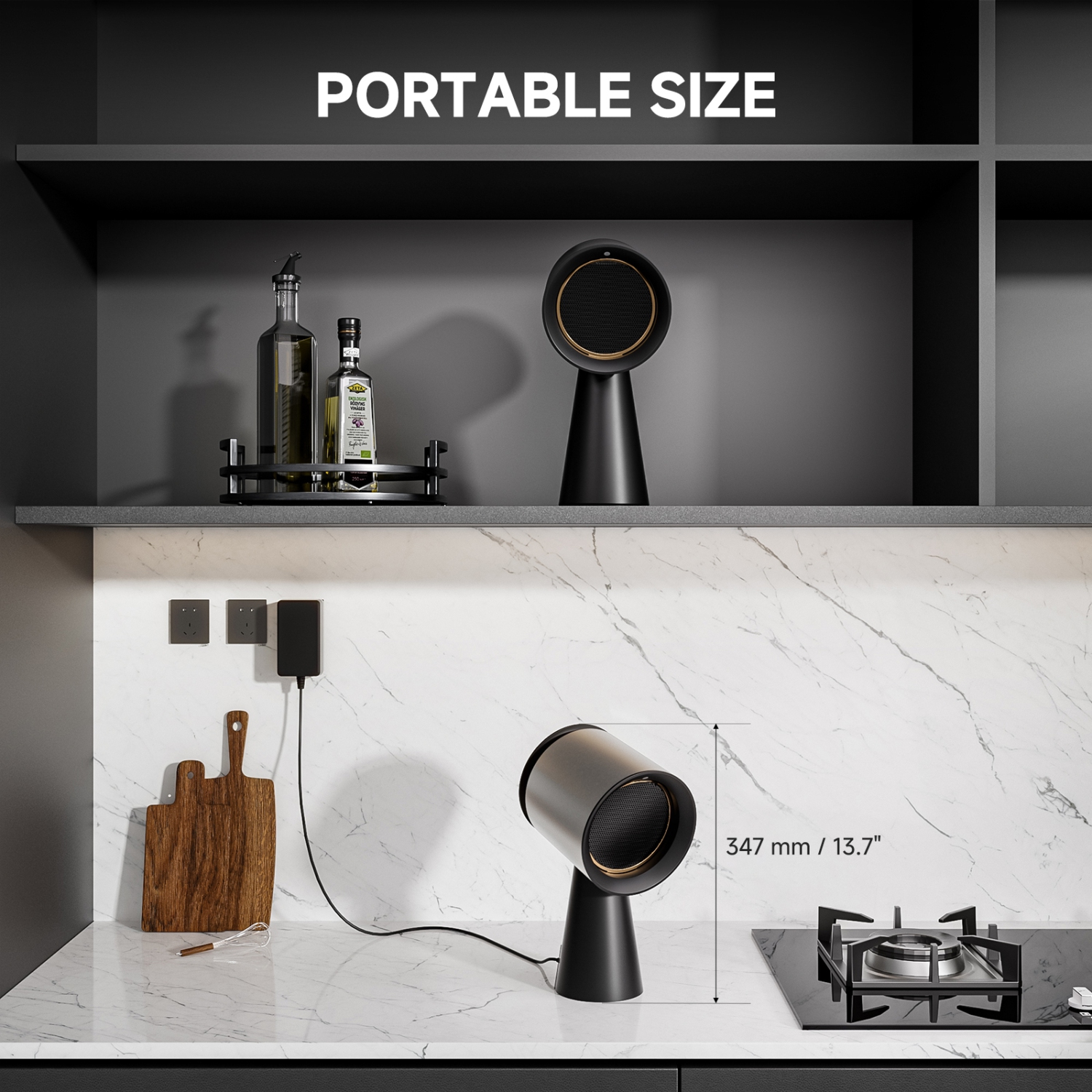 Portable Range Hood, 3 Speed, Detachable Aluminum Filter, Low Noise, Large Oil Cup, for Indoor BBQ Hot Pot Kitchen