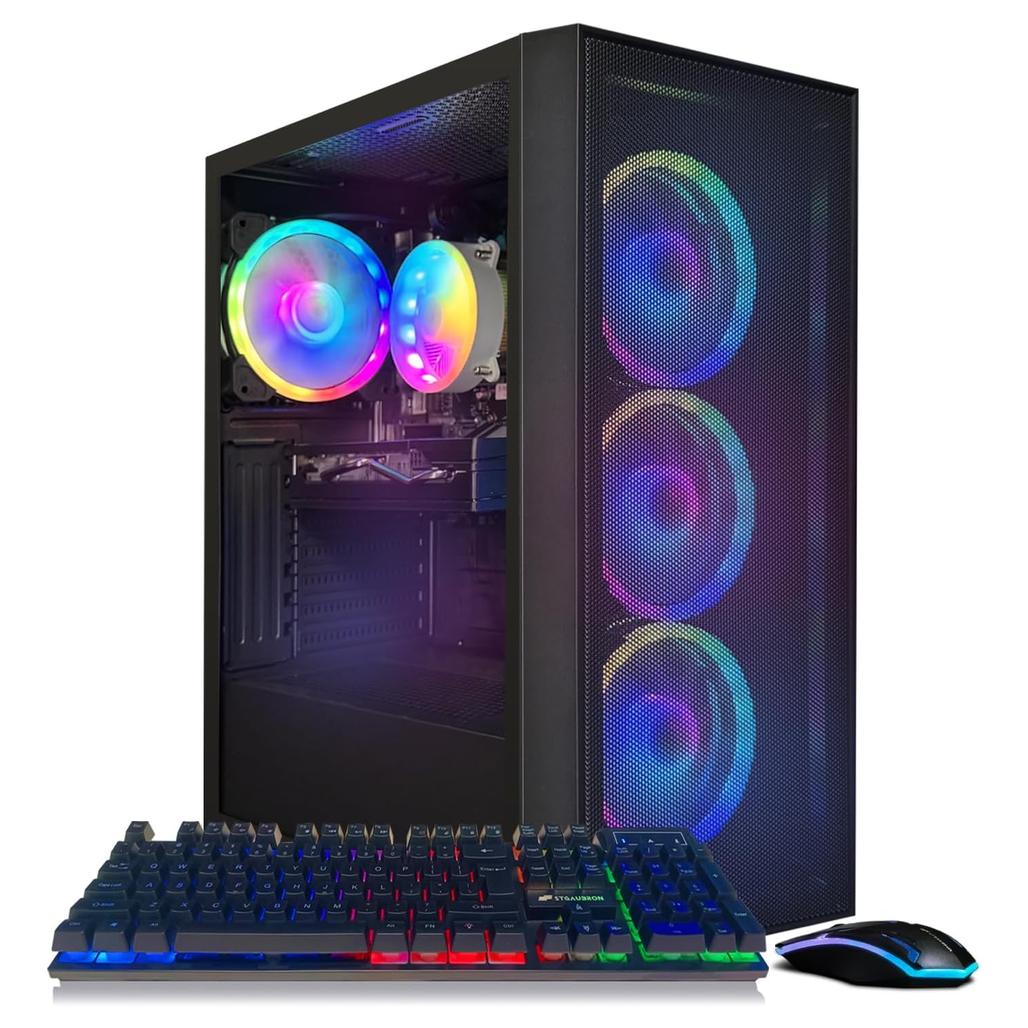 STGAubron Gaming PC Desktop Computer, Intel Core i7 8th Gen up to 4.1Ghz, Radeon RX 580 8G, 16G DDR4, 512G SSD, WIN11H