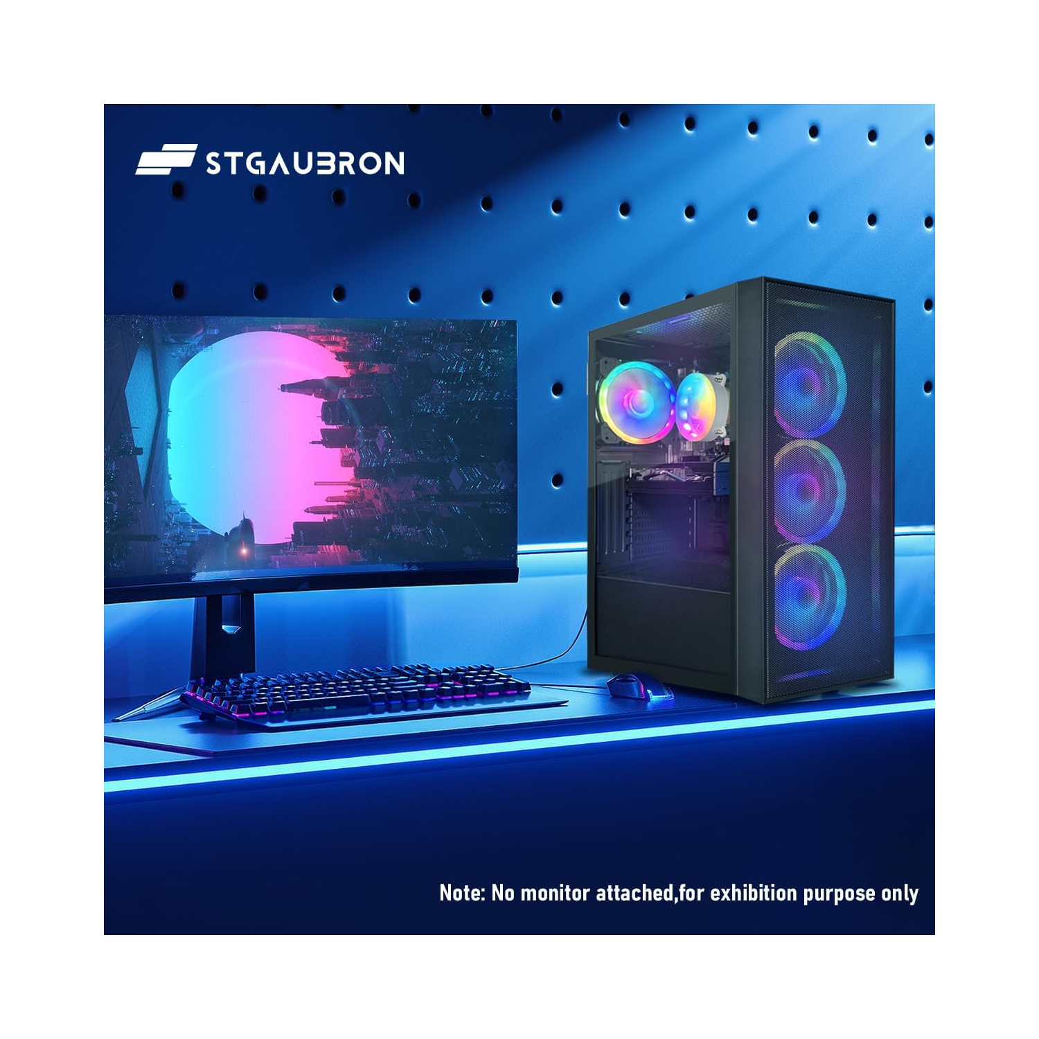 STGAubron Gaming PC Desktop Computer, Intel Core i7 8th Gen up to 4.1Ghz, Radeon RX 580 8G, 16G DDR4, 512G SSD, WIN11H