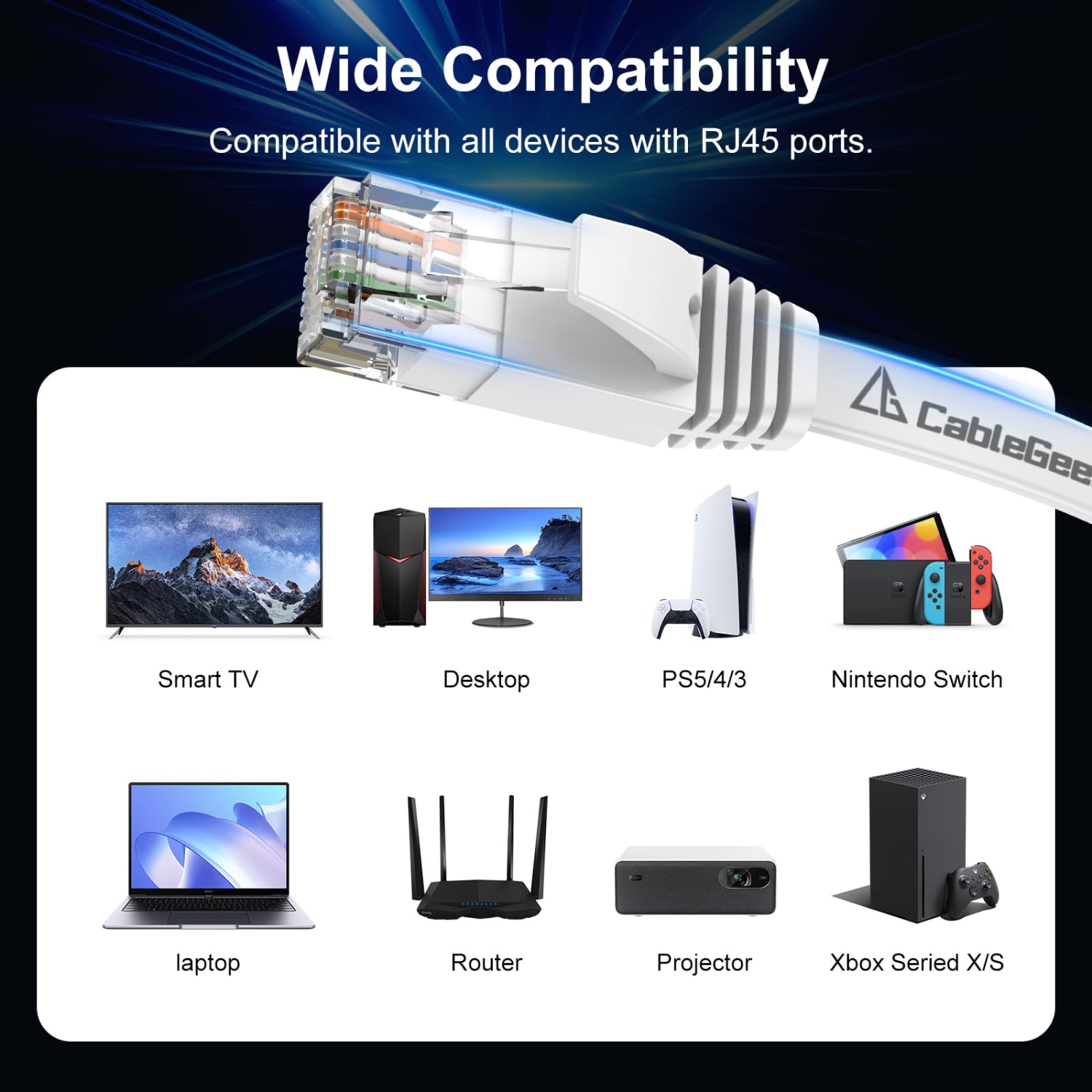 Câble Ethernet CAT6 1&nbsp;pi 5, 5 couleurs, cordon réseau Internet plat, câble de raccordement court de catégorie 6, cordon d'ordinateur avec