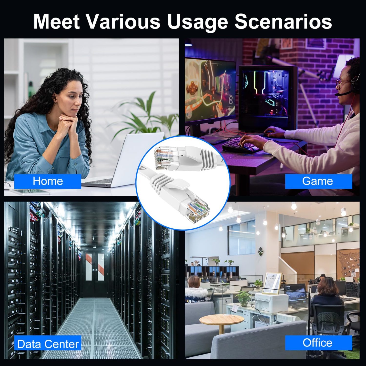 Câble Ethernet CAT6 1&nbsp;pi 5, 5 couleurs, cordon réseau Internet plat, câble de raccordement court de catégorie 6, cordon d'ordinateur avec