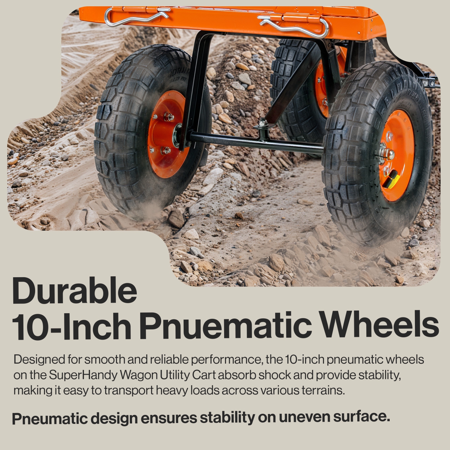 Superhandy Utility Wagon, Garden Cart, Lawn & Garden All Terrain, w/Heavy Duty Removable Side Meshes, 400 lbs Capacity
