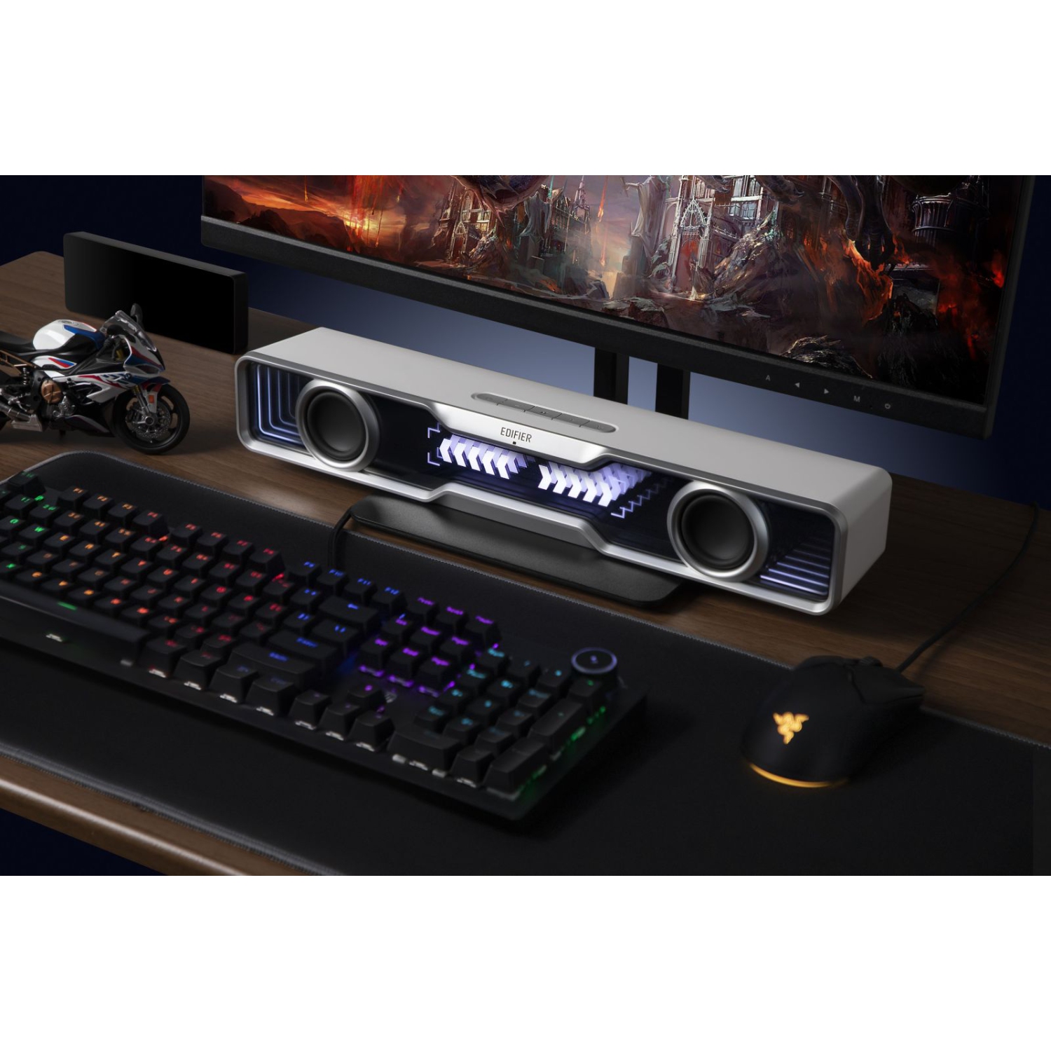 Edifier QS30 Computer Speakers Mini Soundbar USB Speakers Subwoofer Bluetooth 5.4 with Microphone RGB Lighting for PC Laptop