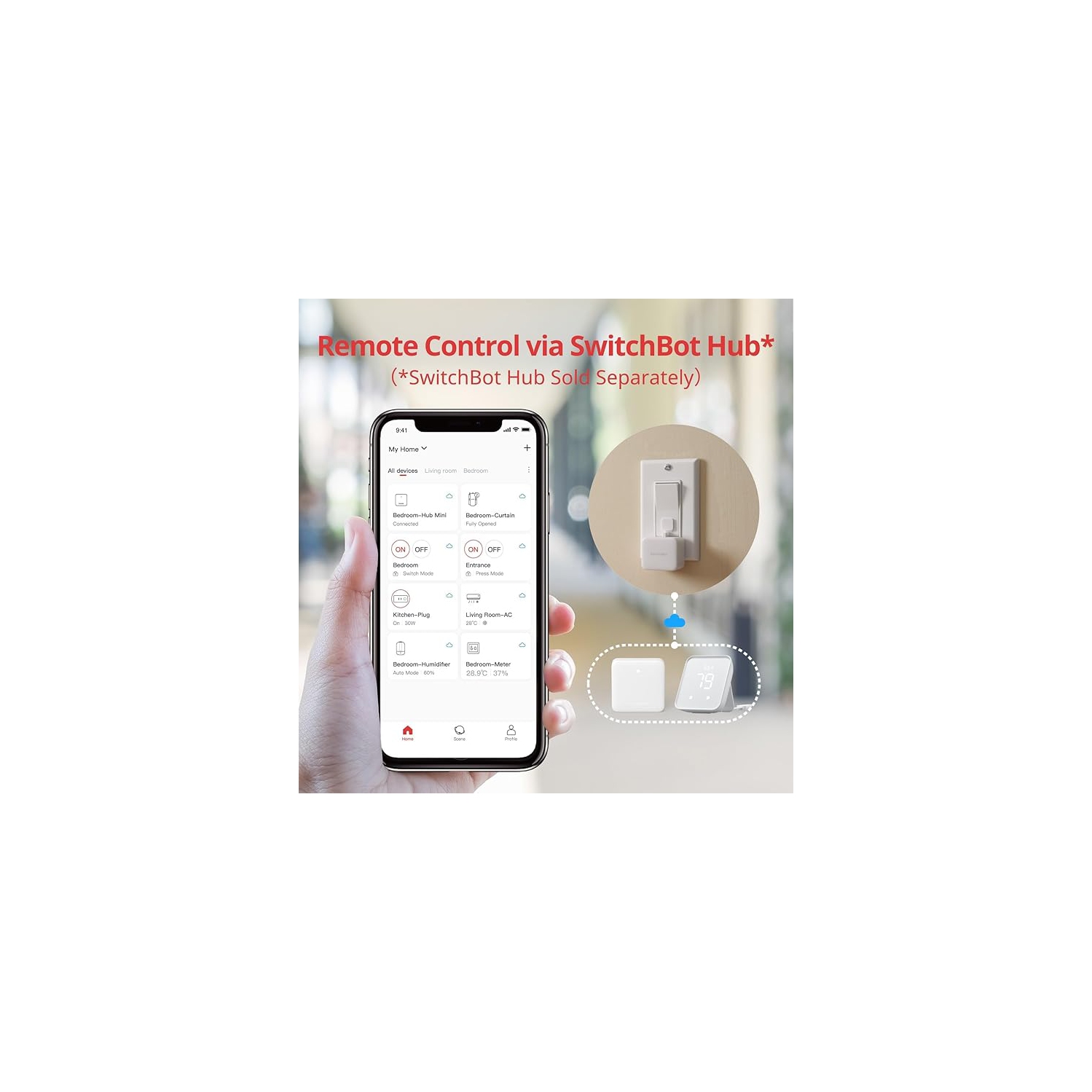 SwitchBot Smart Switch Button Pusher - Bluetooth Connection, Fingerbot for Rocker Switch/One-Way Button, App or Timer Control, Press/Switch/Custom