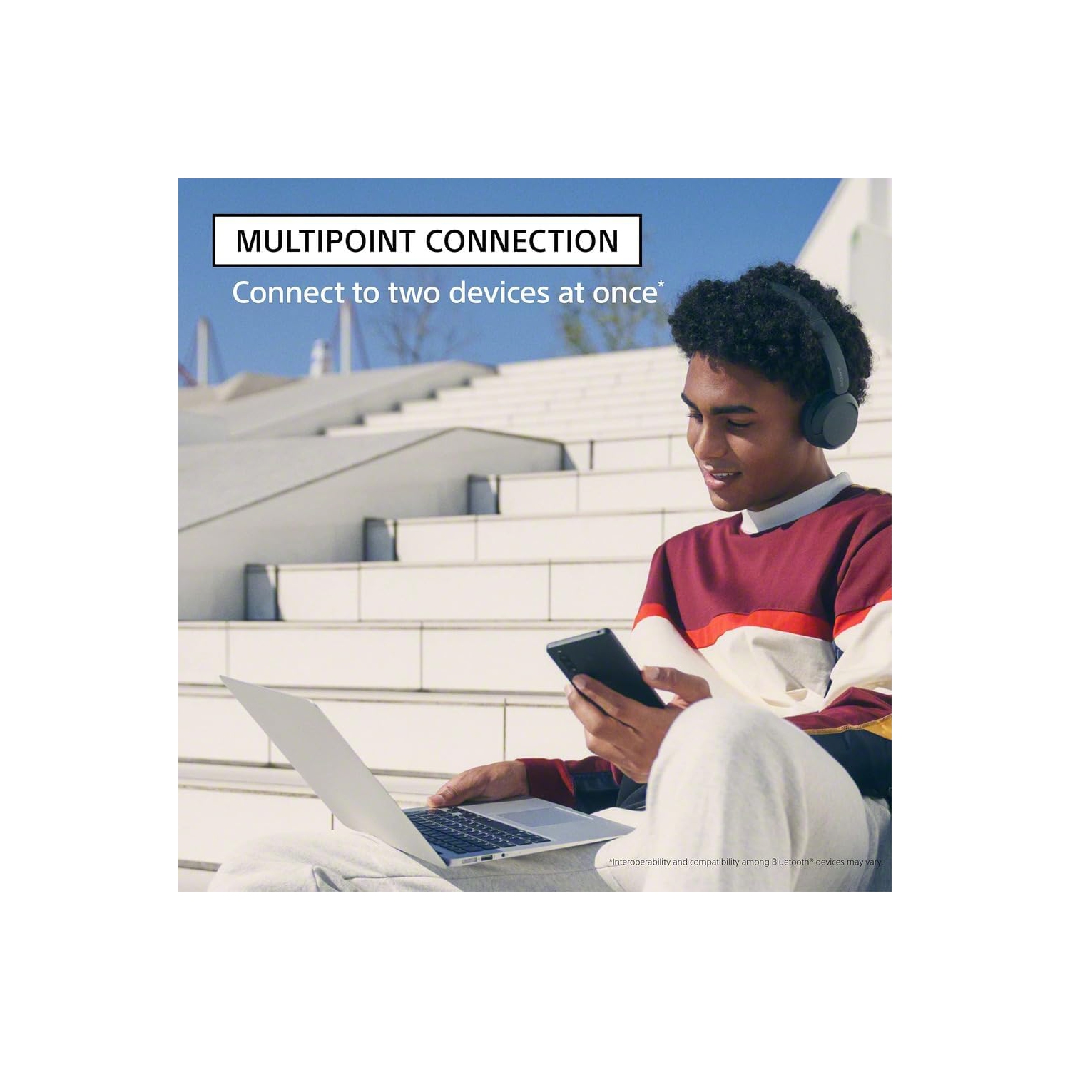 Boîte ouverte - Casque d'écoute sans fil Bluetooth WH-CH520 de Sony avec microphone, cappuccino