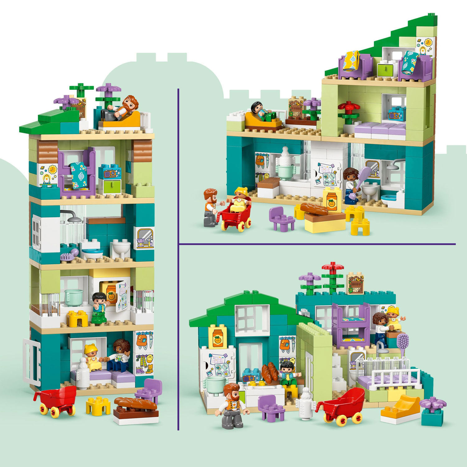 LEGO DUPLO : La maison familiale moderne avec des figurines 3 en 1 - 166 pièces