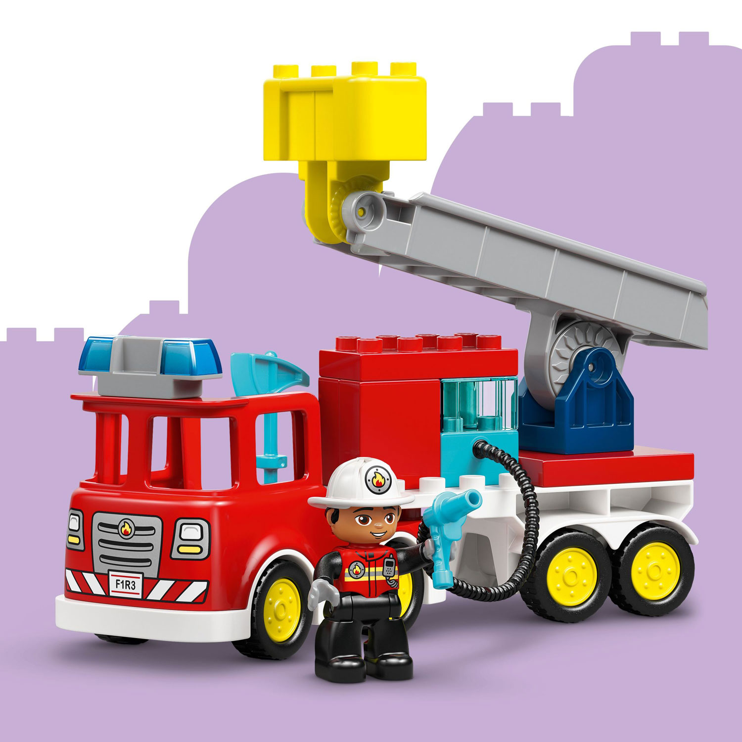 LEGO DUPLO : Le camion de pompiers avec un boyau et un pompier - 28 pièces