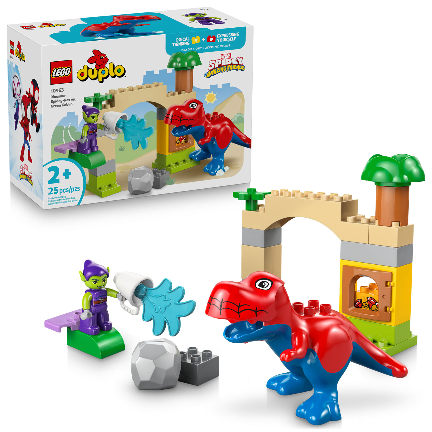 LEGO DUPLO : Le dinosaure Spidey-Rex contre le Bouffon vert - 25 pièces