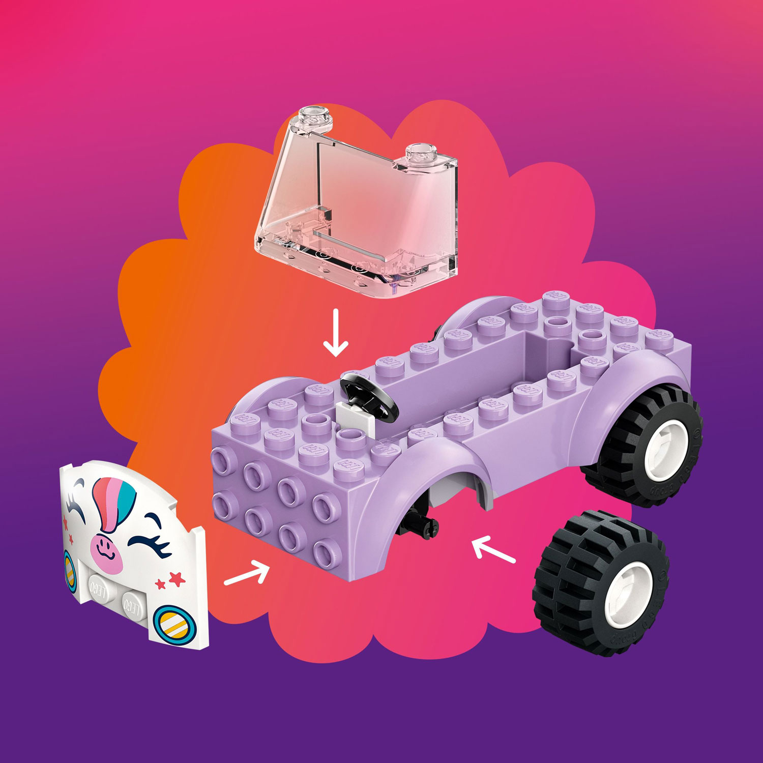 LEGO Friends : La voiture de livraison de gâteaux licorne - 67 pièces