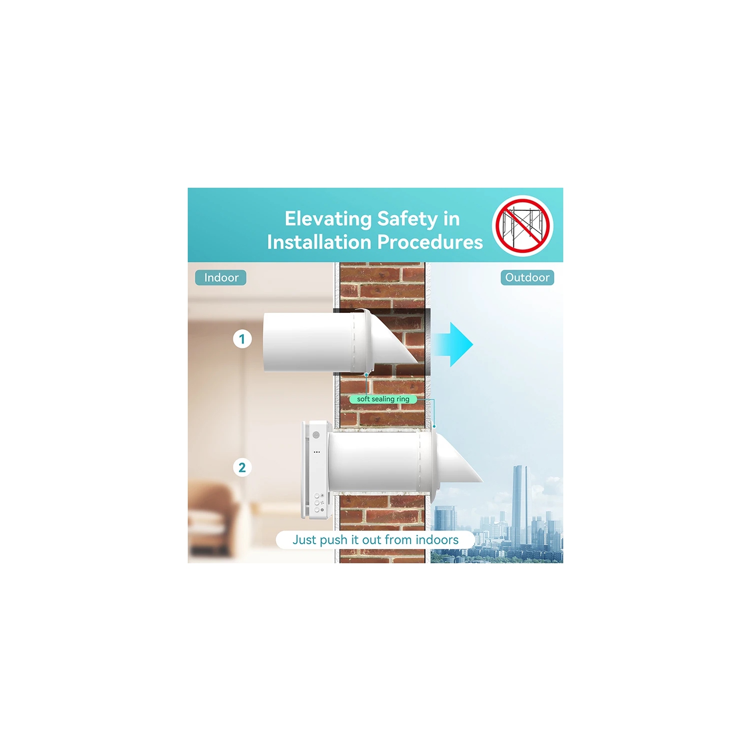 Holtop Ductless Single Room ERV – CO2 Sensor Ventilation System, Ceramic Heat Recovery, Dual Filters (Pre-Filter + F7/MERV 11), Wi-Fi, Quiet – White