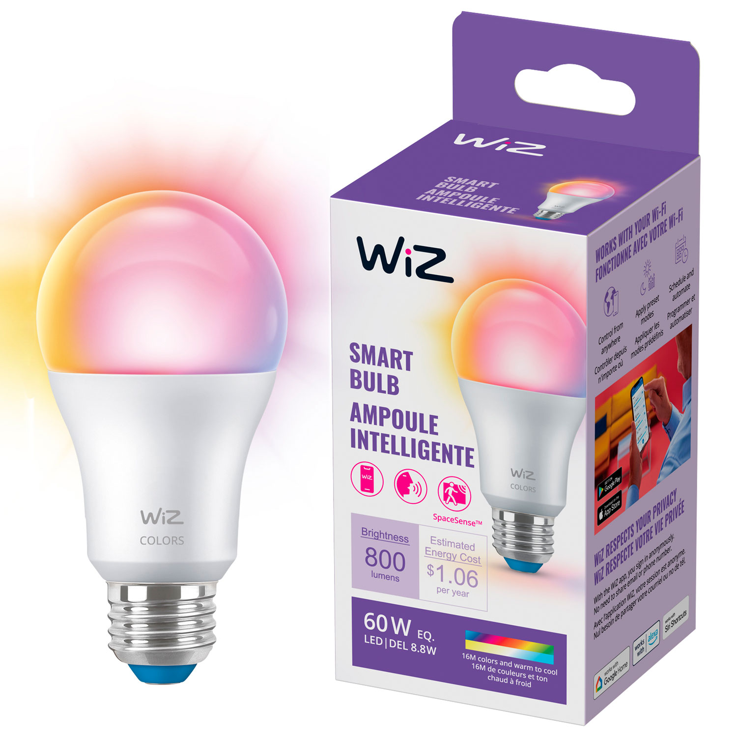 Ampoule DEL intelligente A19 de WiZ - Ambiance blanche