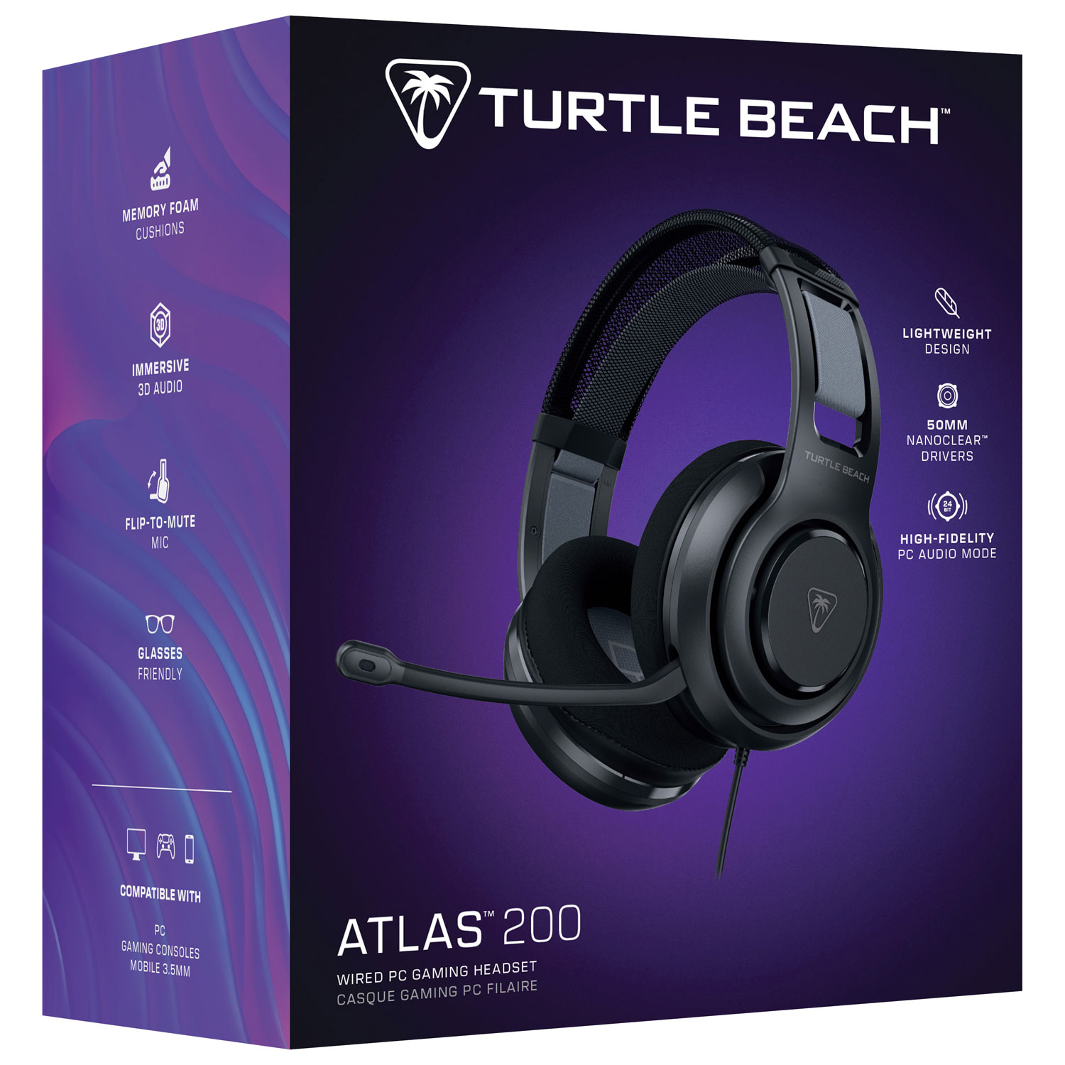 Turtle Beach Atlas 200 Wired Gaming Headset for PC - Black
