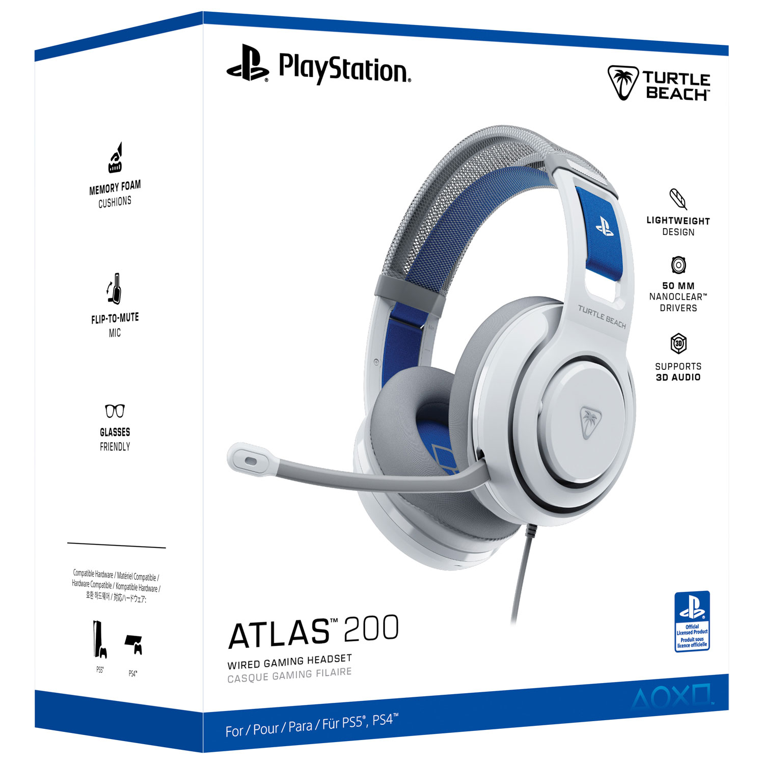 Casque de jeu avec fil Atlas 200 de Turtle Beach pour PlayStation - Blanc