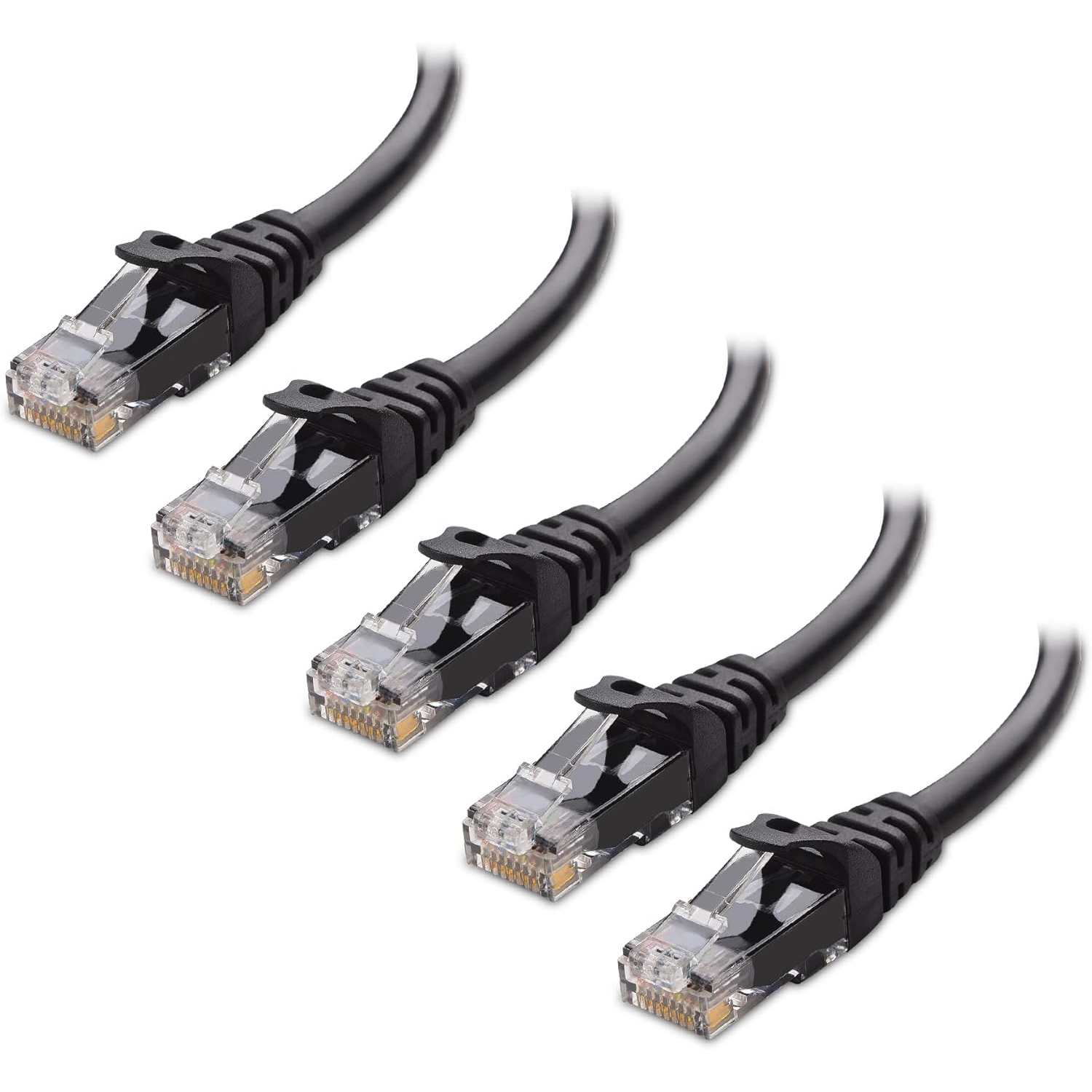 Cable Matters 10Gbps 5-Pack Snagless Short Cat 6 Ethernet Cable 1 ft in Black