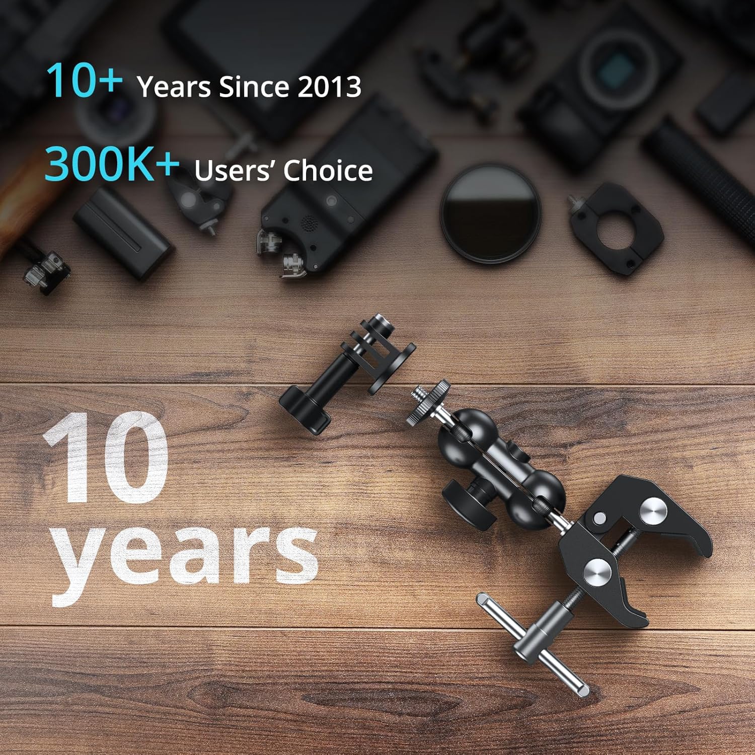 SMALLRIG Super Camera Clamp Mount 2-Pack, Double Ball Head Magic Arm Adapter, Fence/Desk/Tripod Mount for Monitor/Light/Camera, for Insta360, for