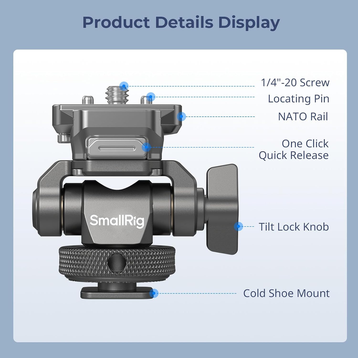 Support de moniteur à dégagement rapide HawkLock H21 de SmallRig avec porte-accessoires, support pivotant et inclinable pour moniteur avec 1/4" - 20