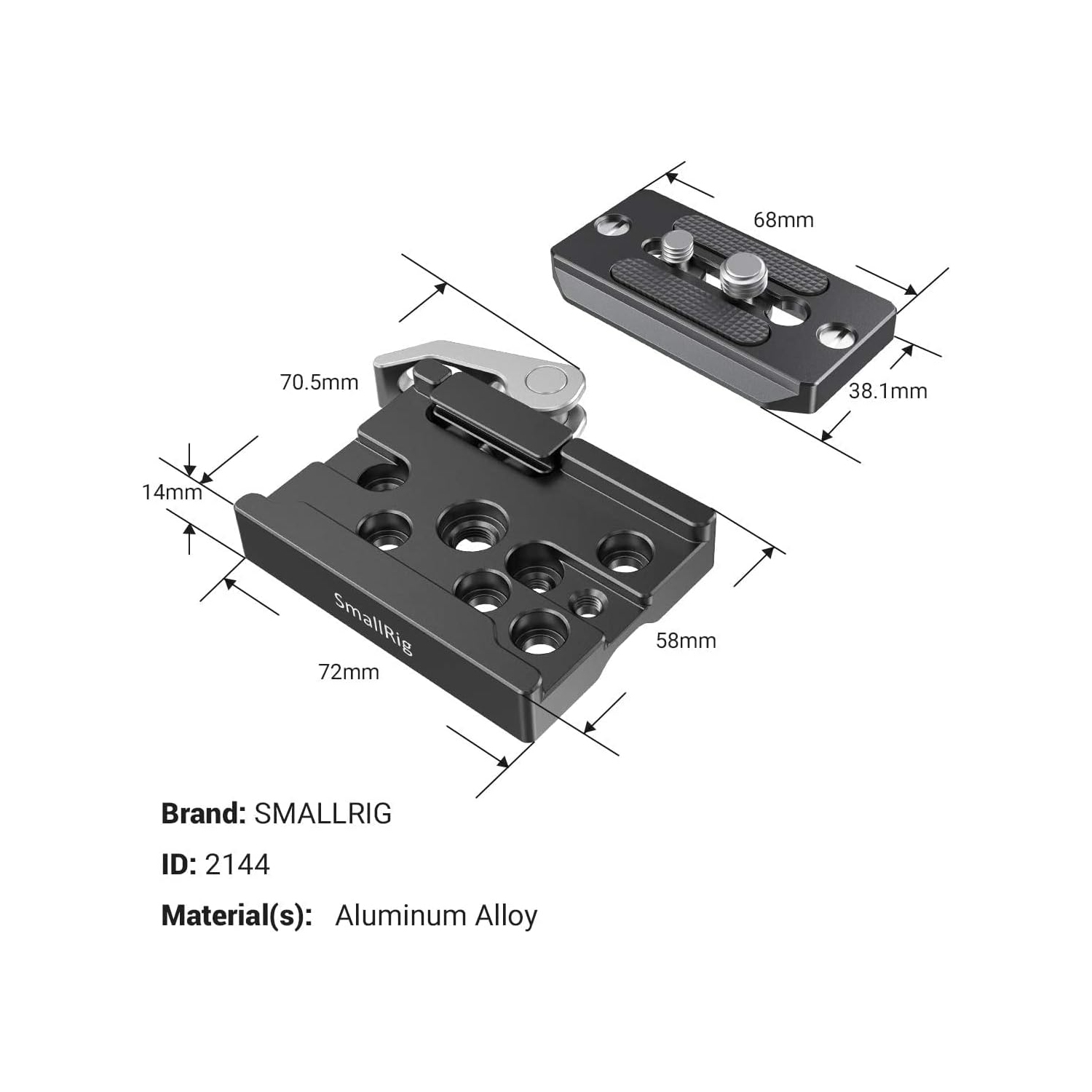 SmallRig Quick Release Clamp and Plate - 2144B