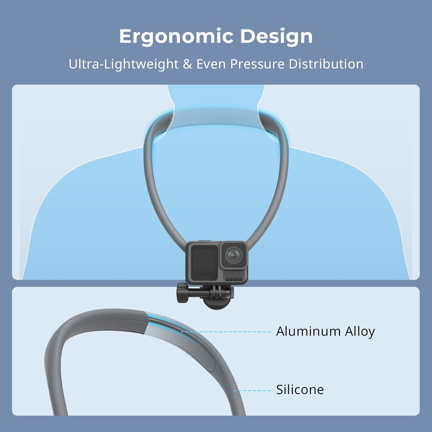 SmallRig Magnetic Neck Mount for Action Camera, Quick Release One-Click Button & Ergonomic Design, for GoPro Hero 12/11/10/9, for DJI Action 4/5, for