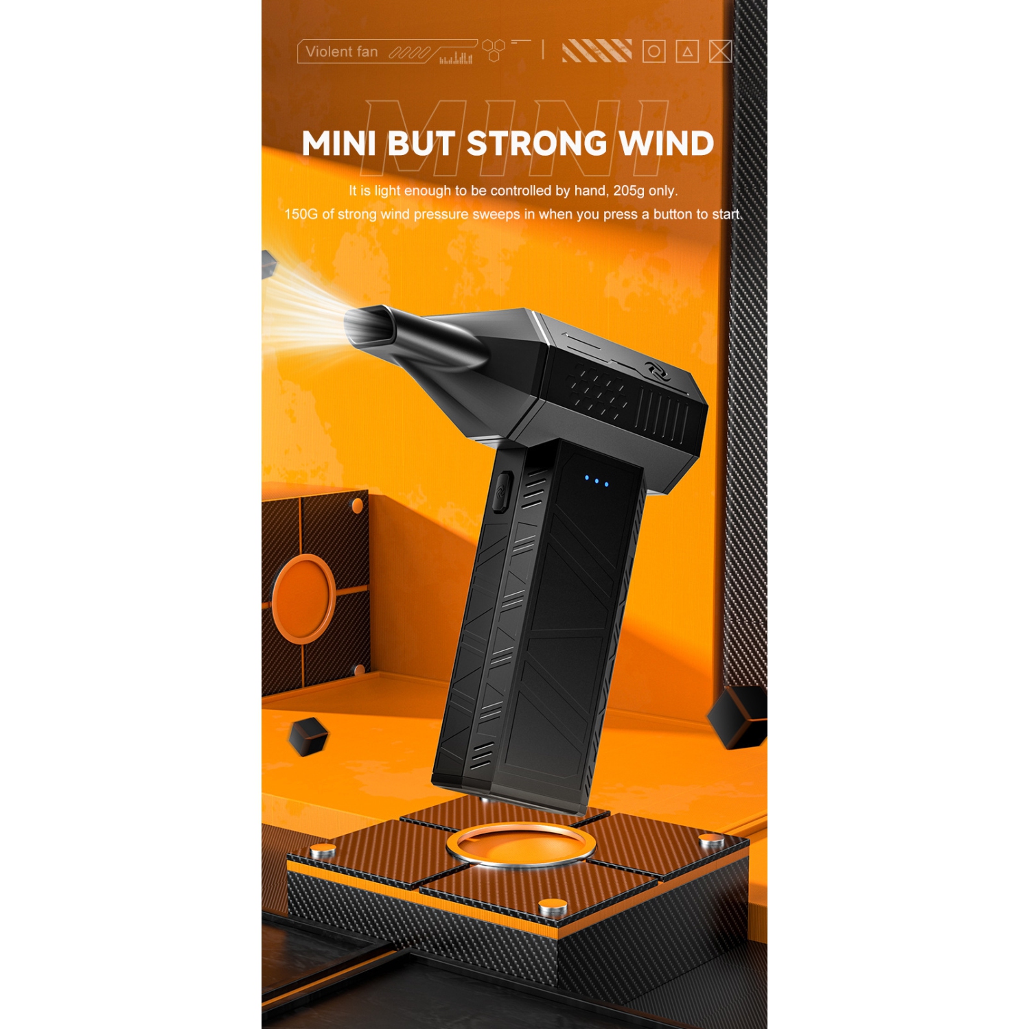 Ventilateur industriel turbo X3 avec moteur sans balais 110&nbsp;000&nbsp;tr/min, pression de vent élevée de 150&nbsp;g, élimination de la poussière