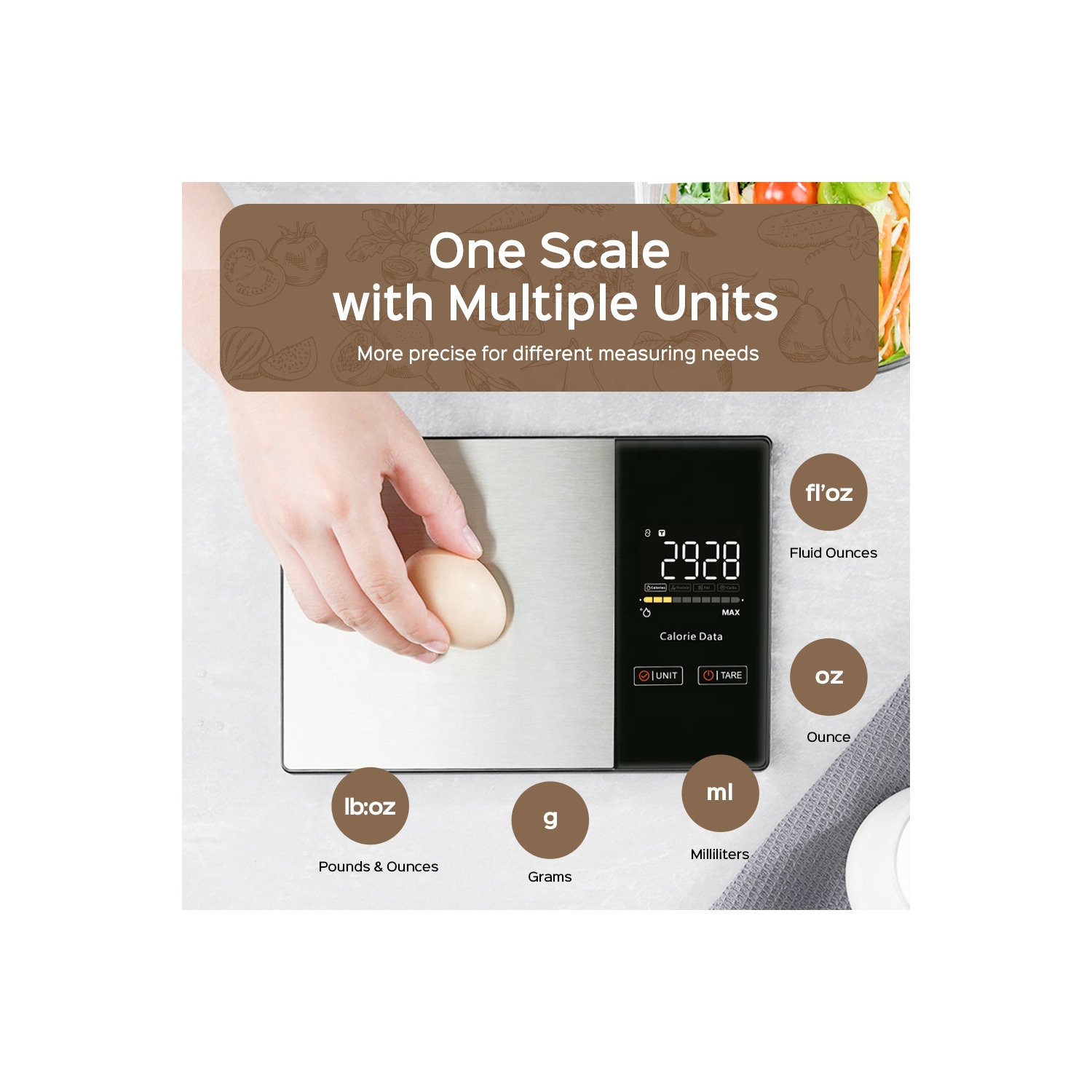 New Nutrition Scale High-Precision Kitchen Scale New Fitness Fat Loss Food Scale Dessert Baking Smart Electronic Scale - Supports Five Units of