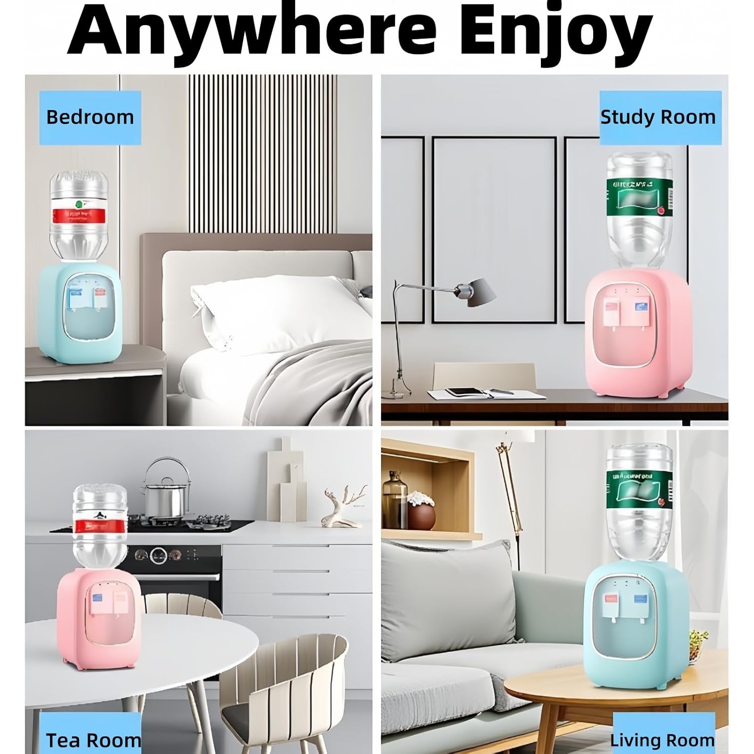 Warm and Hot Portable Water Dispenser - Lightweight, Low Noise, Leakproof, Space-Saving, Stainless Steel Interior - Ivory White US 110V Warm Model