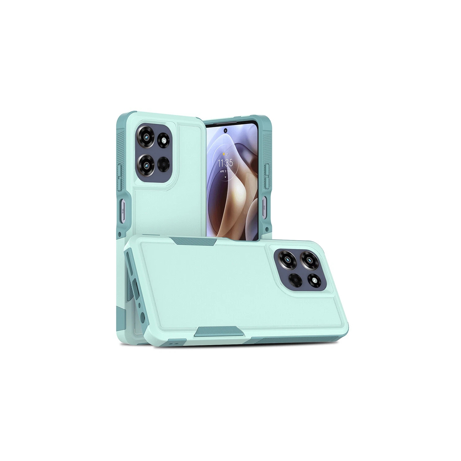 [CS] Étui rigide en caoutchouc robuste double couche pour Motorola Moto Edge 2025, sarcelle