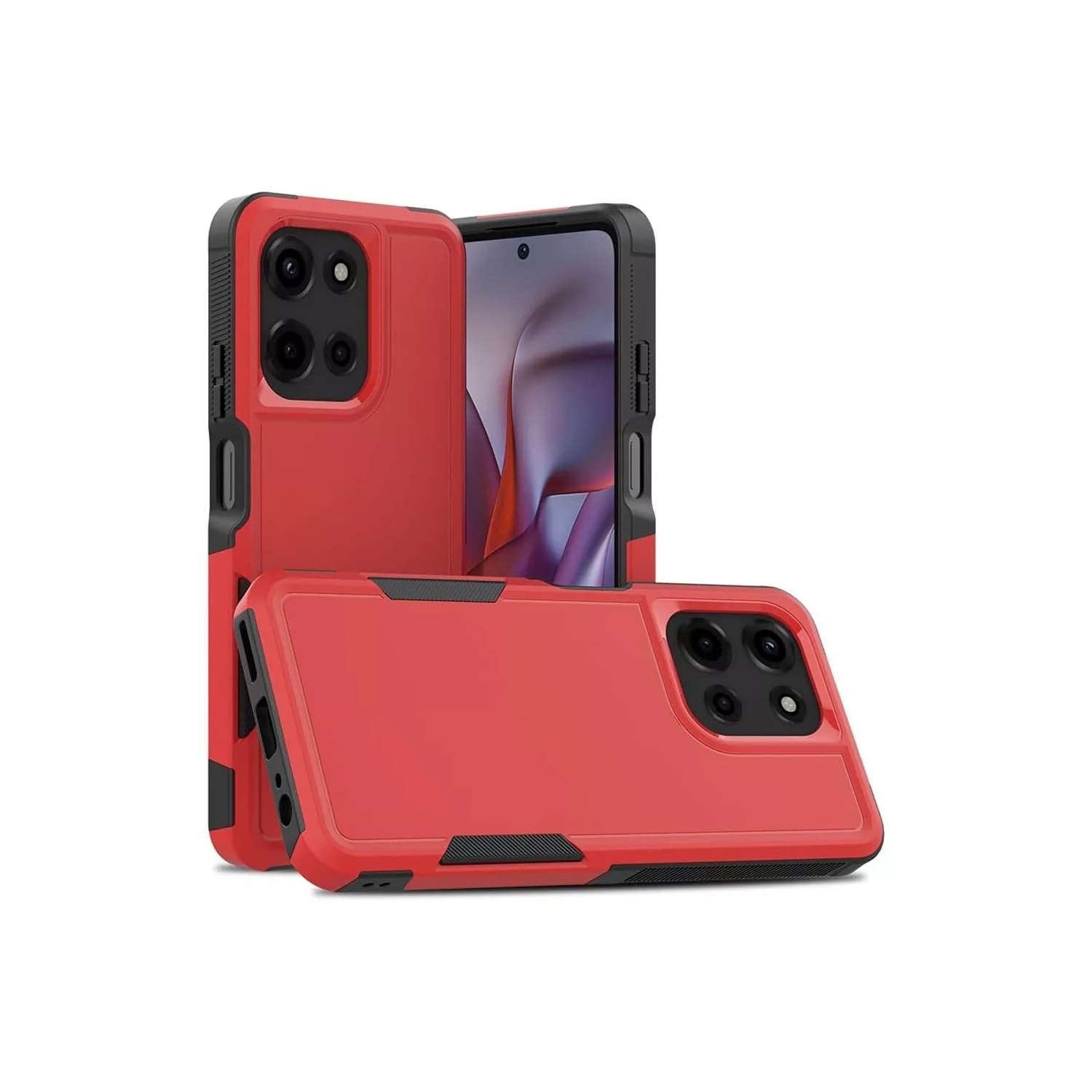[CS] Étui rigide en caoutchouc robuste double couche pour Motorola Moto Edge 2025, rouge